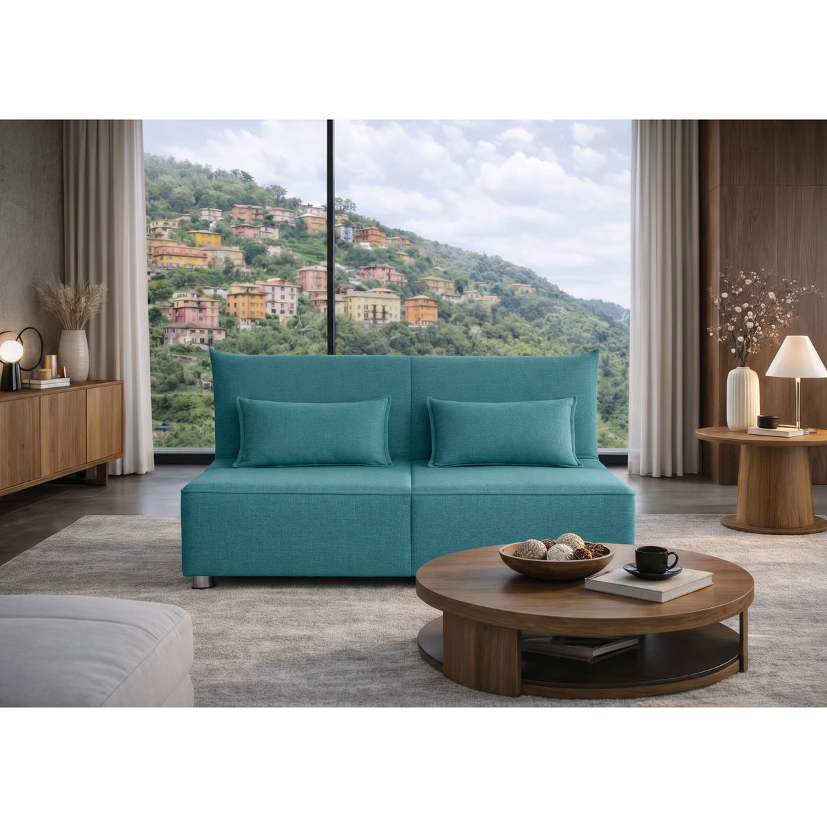 Divano letto Levante con Materasso 11cm, sfoderabile, 2 cuscini omaggio, Made in Italy