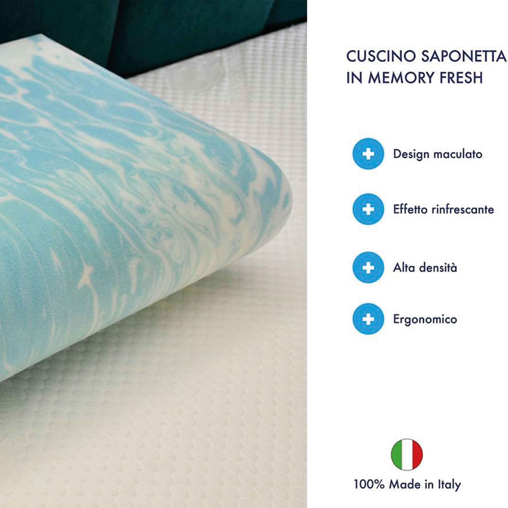 Cuscino Saponetta Traspirante Alto 13 Cm in Memory Foam HD - Nuvole di Sonno