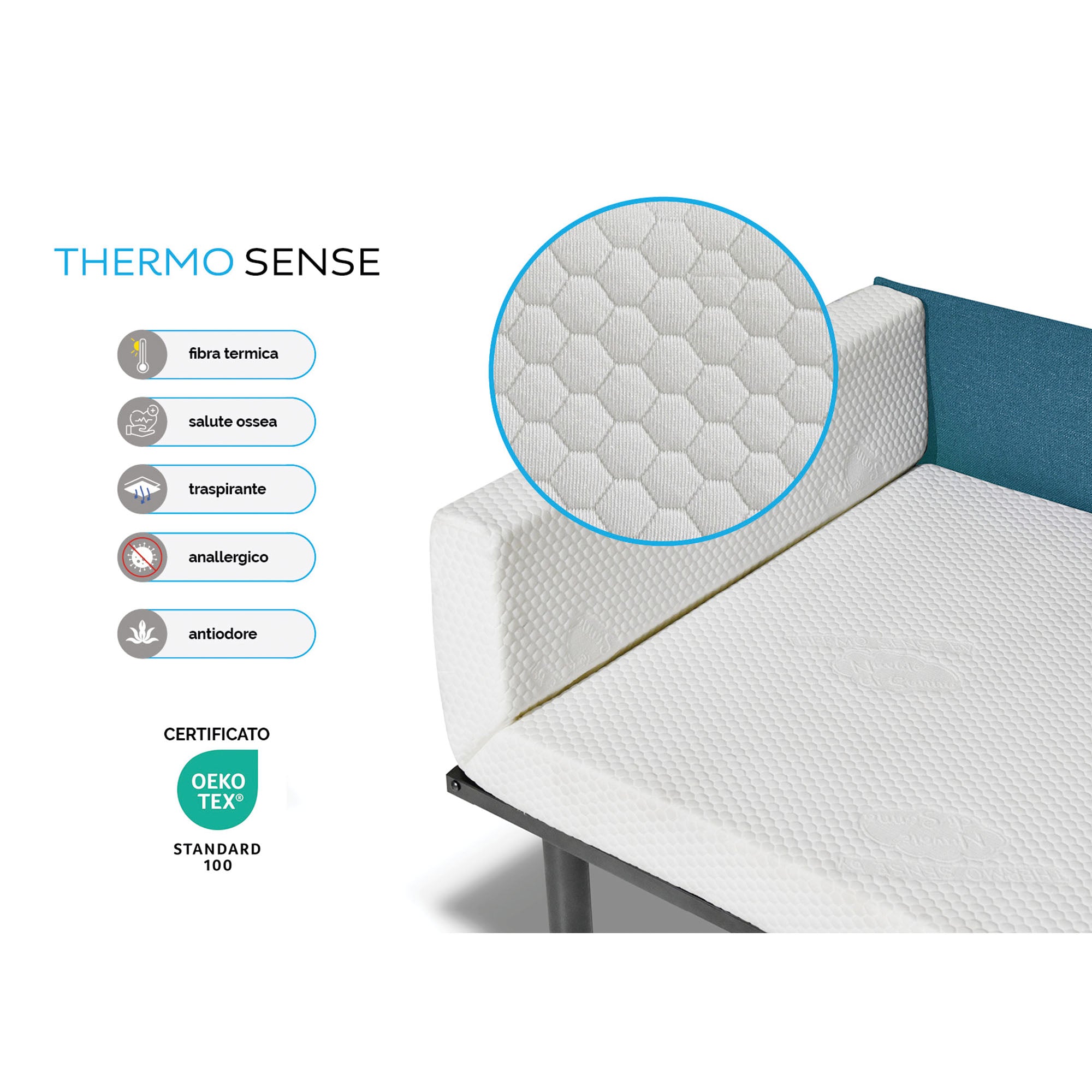 Canapé-lit Levis avec matelas 10cm, déhoussable, 2 coussins offerts, Fabriqué en Italie