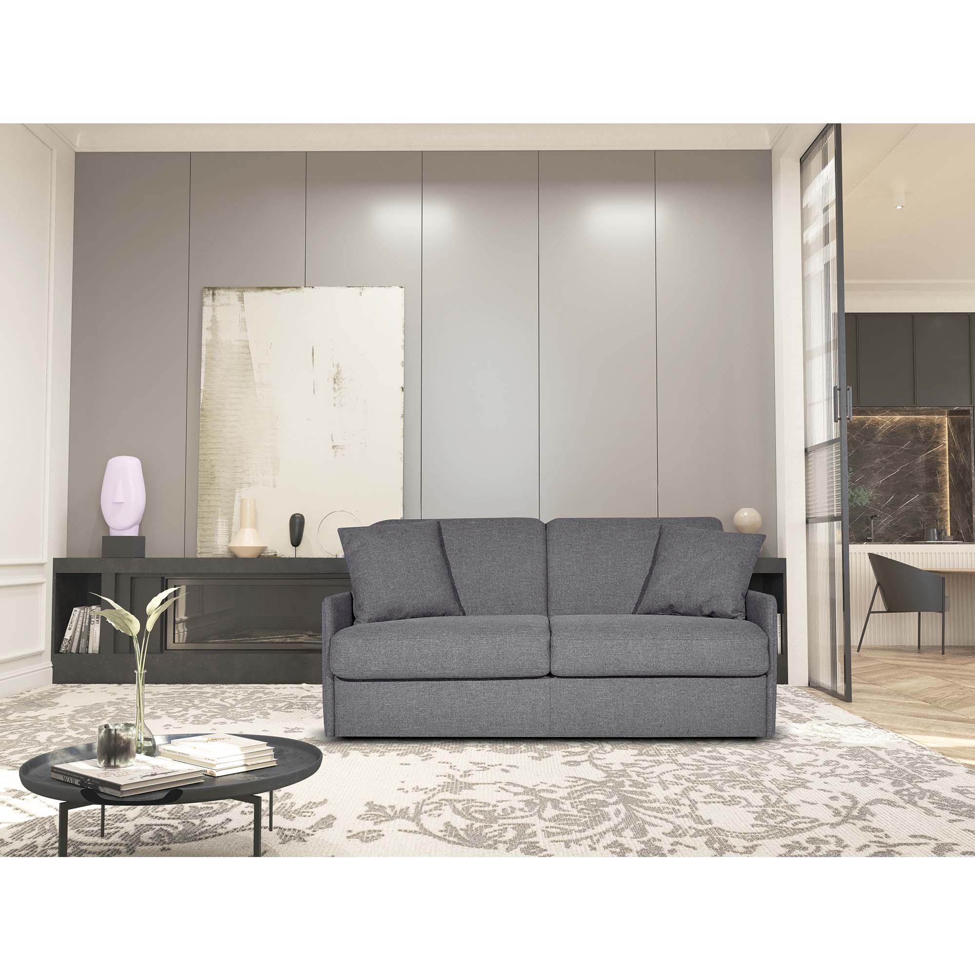 Divano letto Dalila con Materasso, sfoderabile, Made in Italy