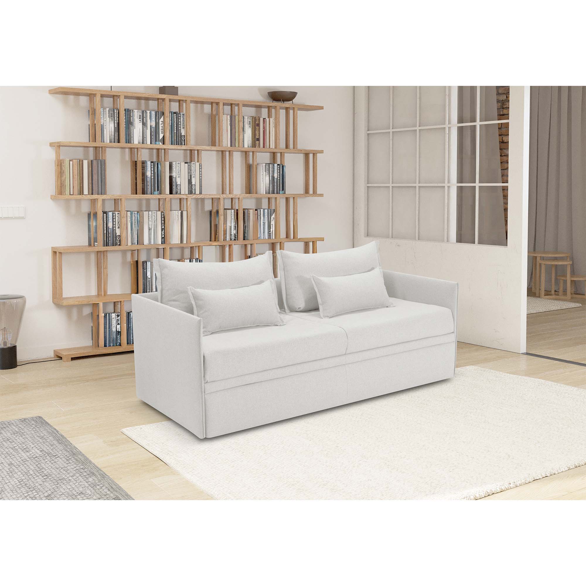 Divano letto Double con Materasso, sfoderabile, 2 cuscini omaggio, Made in Italy