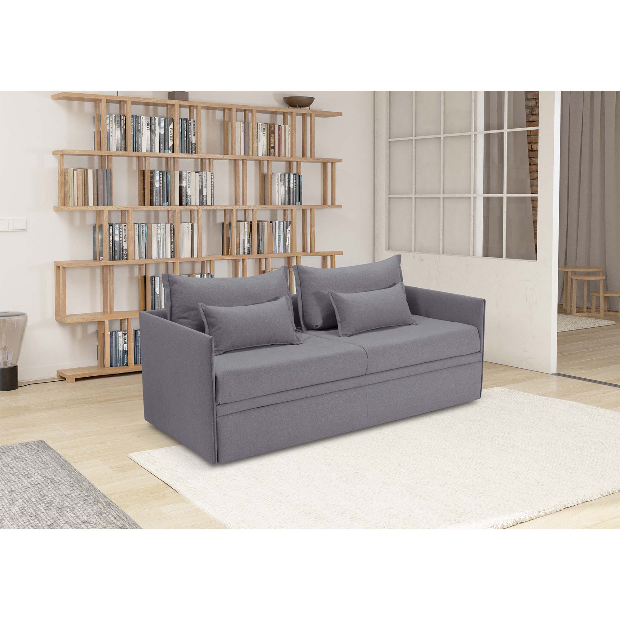 Divano letto Double con Materasso, sfoderabile, 2 cuscini omaggio, Made in Italy