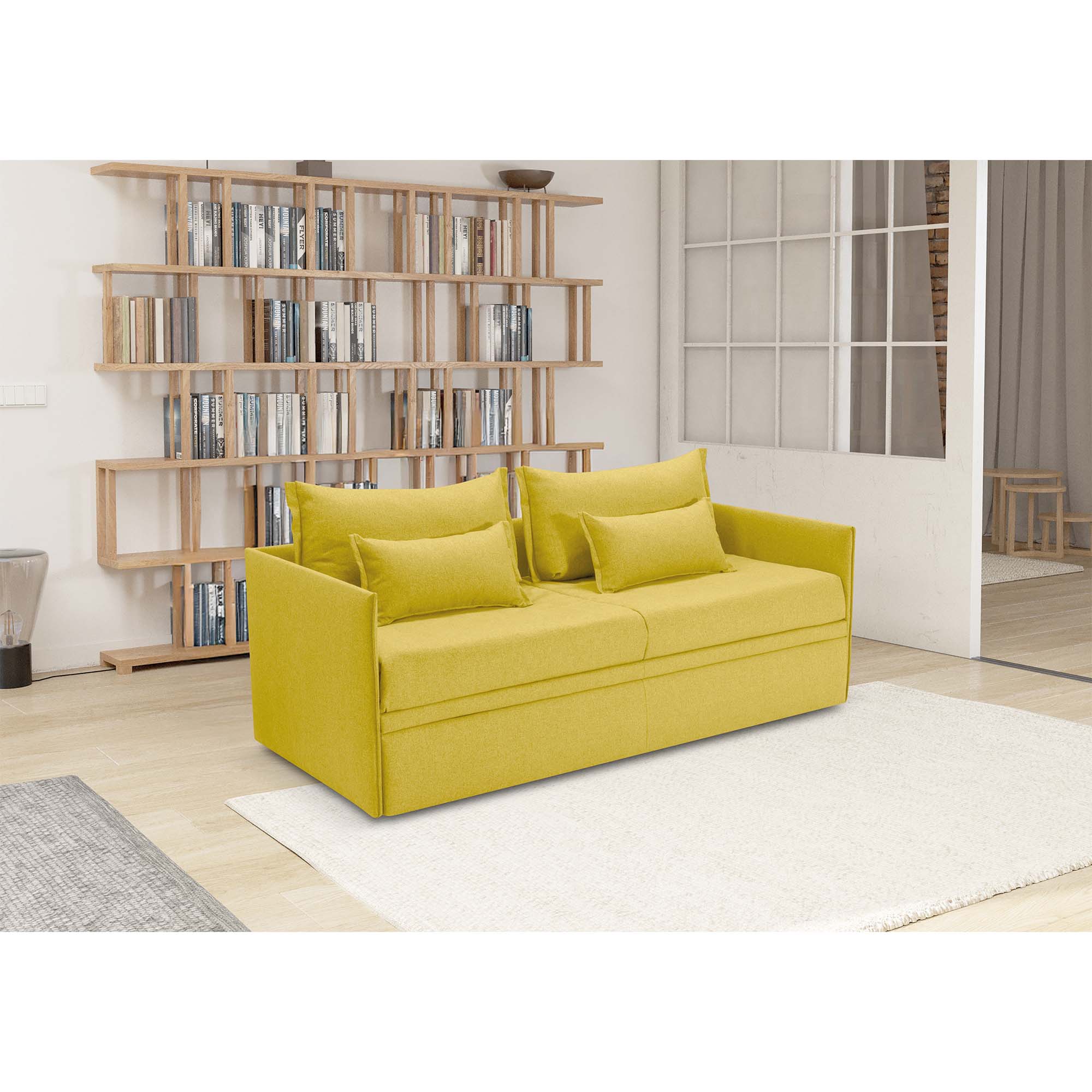 Divano letto Double con Materasso, sfoderabile, 2 cuscini omaggio, Made in Italy