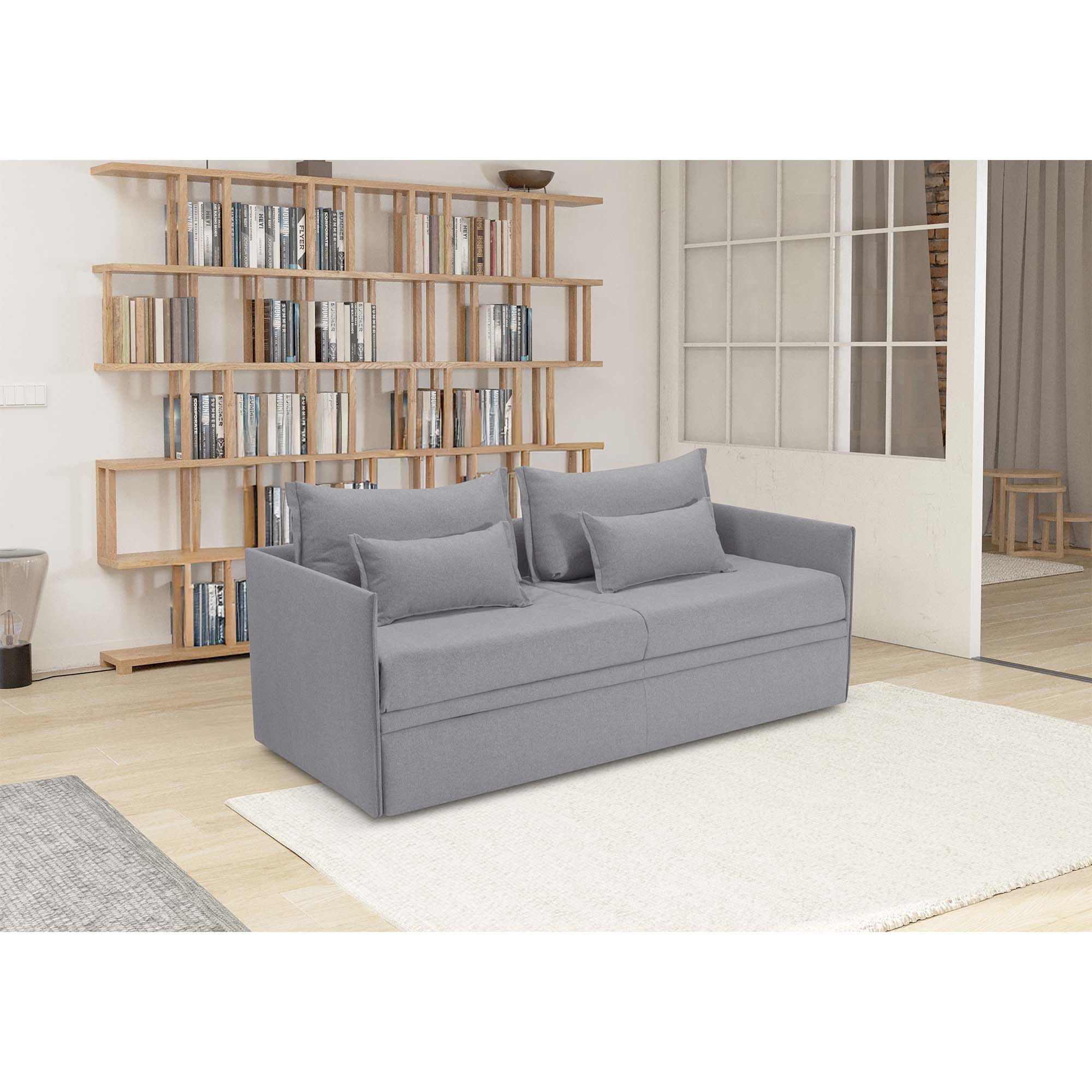 Divano letto Double con Materasso, sfoderabile, 2 cuscini omaggio, Made in Italy