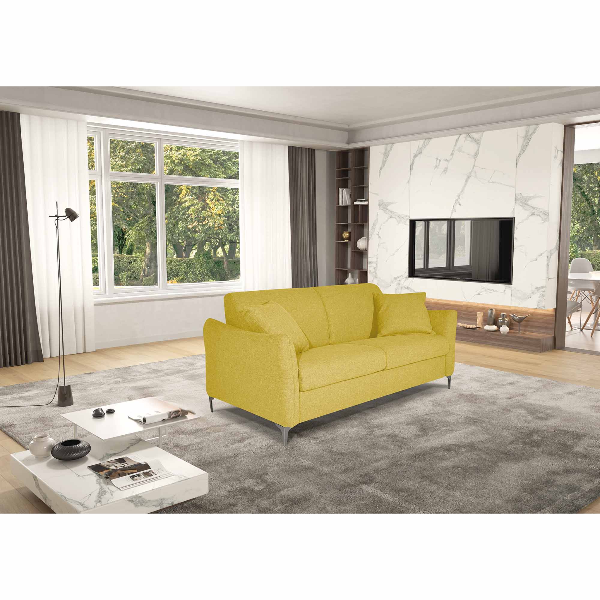 Divano letto Erisea con Materasso, sfoderabile, Made in Italy