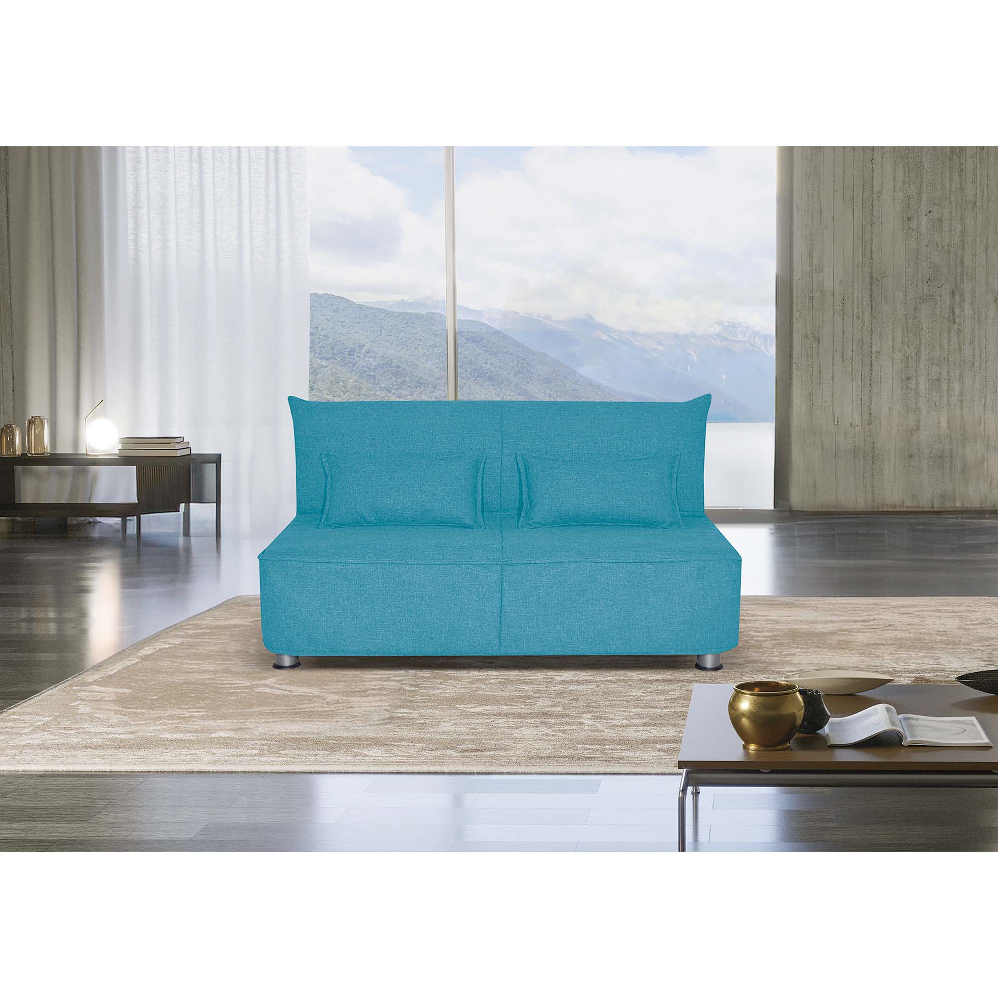 Divano letto Levante con Materasso, sfoderabile, 2 cuscini omaggio, Made in Italy