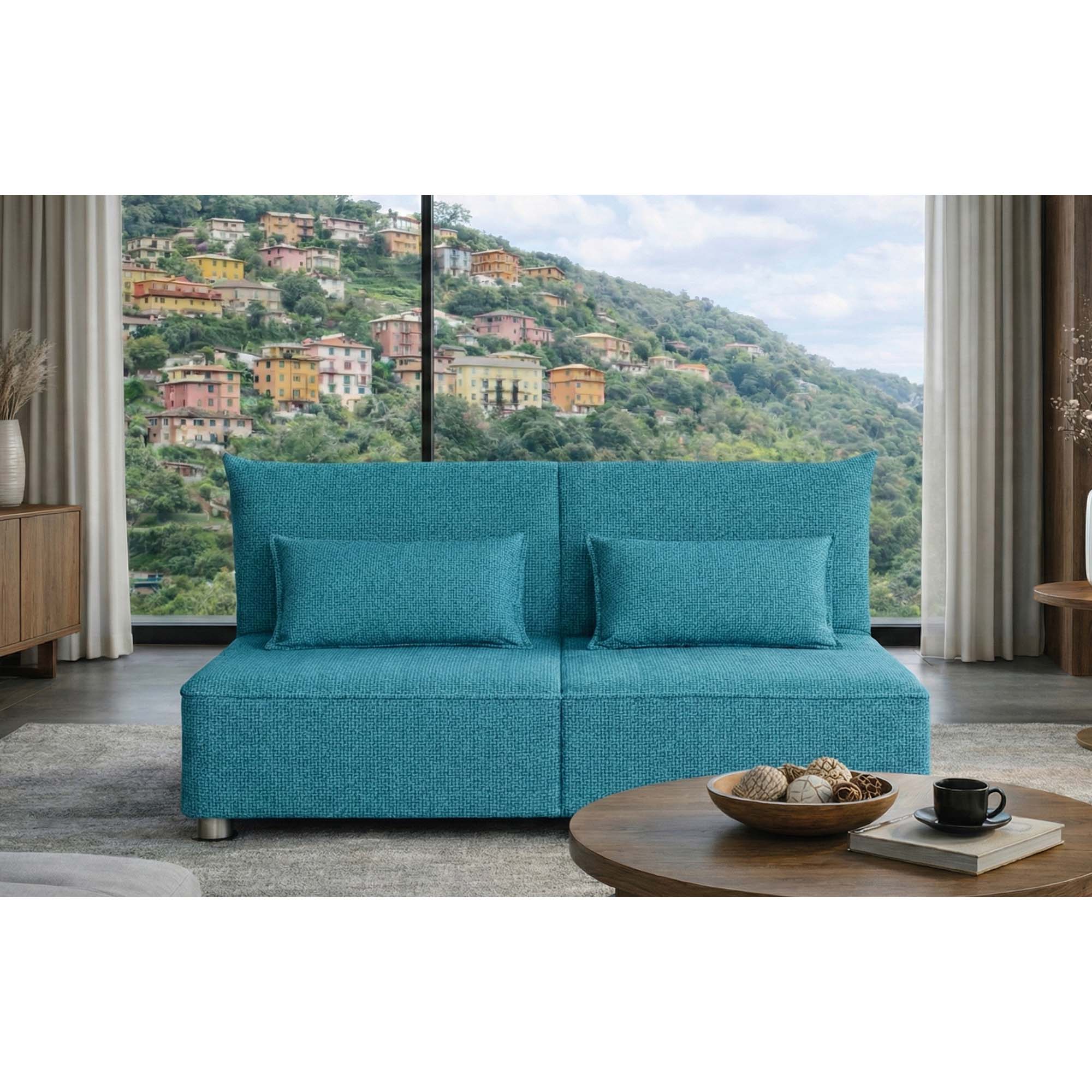 Divano letto Levante con Materasso 11cm, sfoderabile, 2 cuscini omaggio, Made in Italy