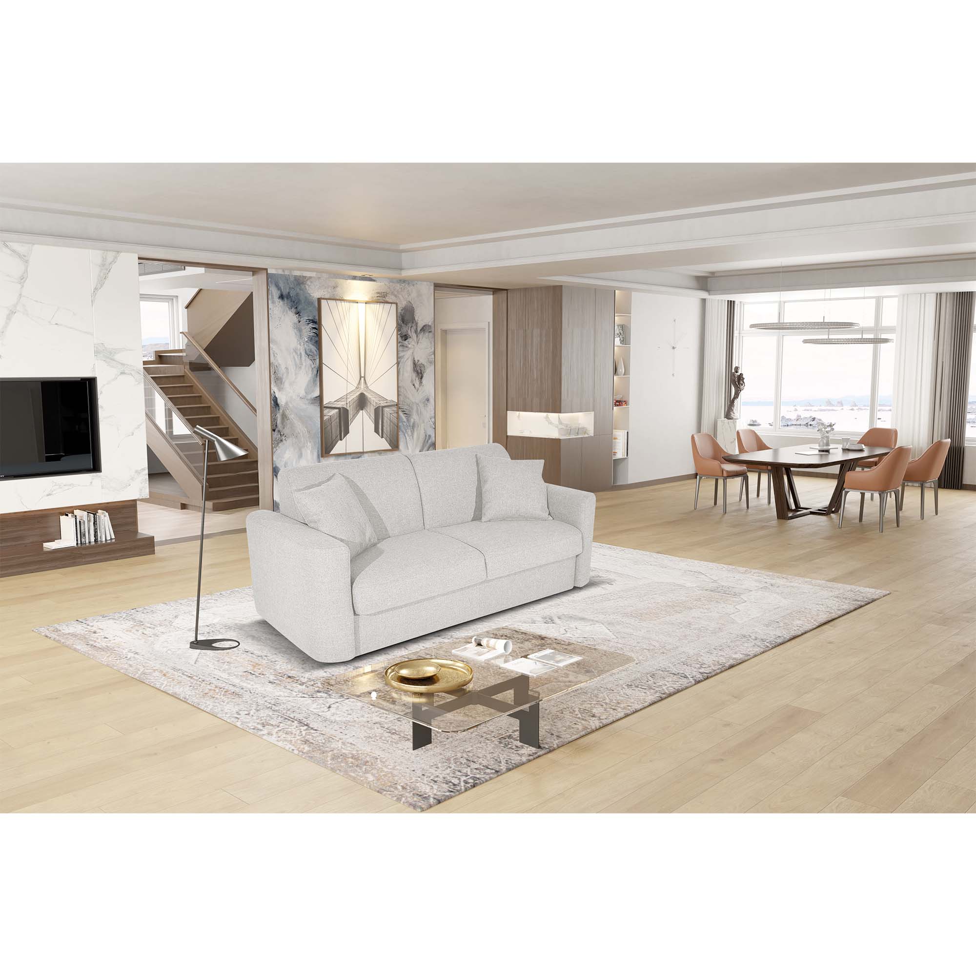 Divano letto Nereo con Materasso, sfoderabile, Made in Italy