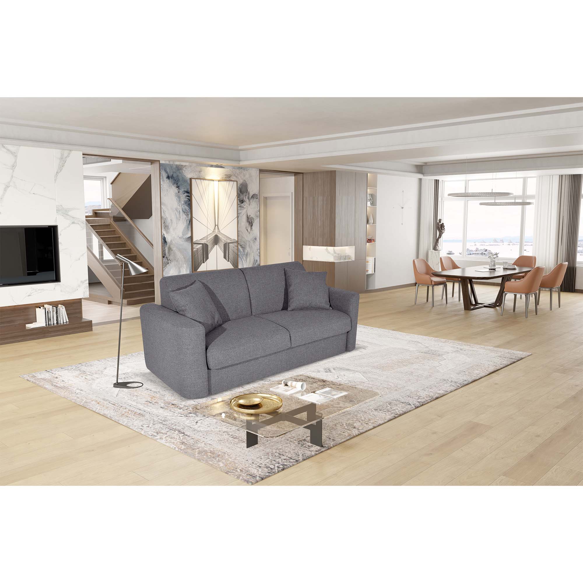 Divano letto Nereo con Materasso, sfoderabile, Made in Italy