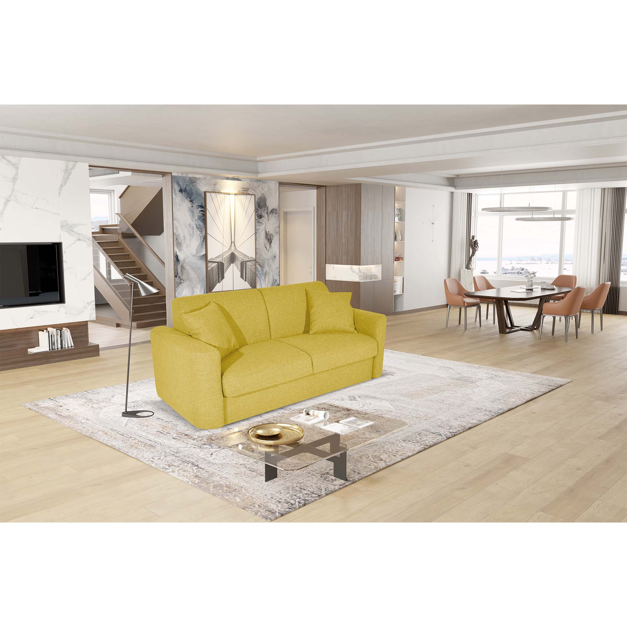 Divano letto Nereo con Materasso, sfoderabile, Made in Italy