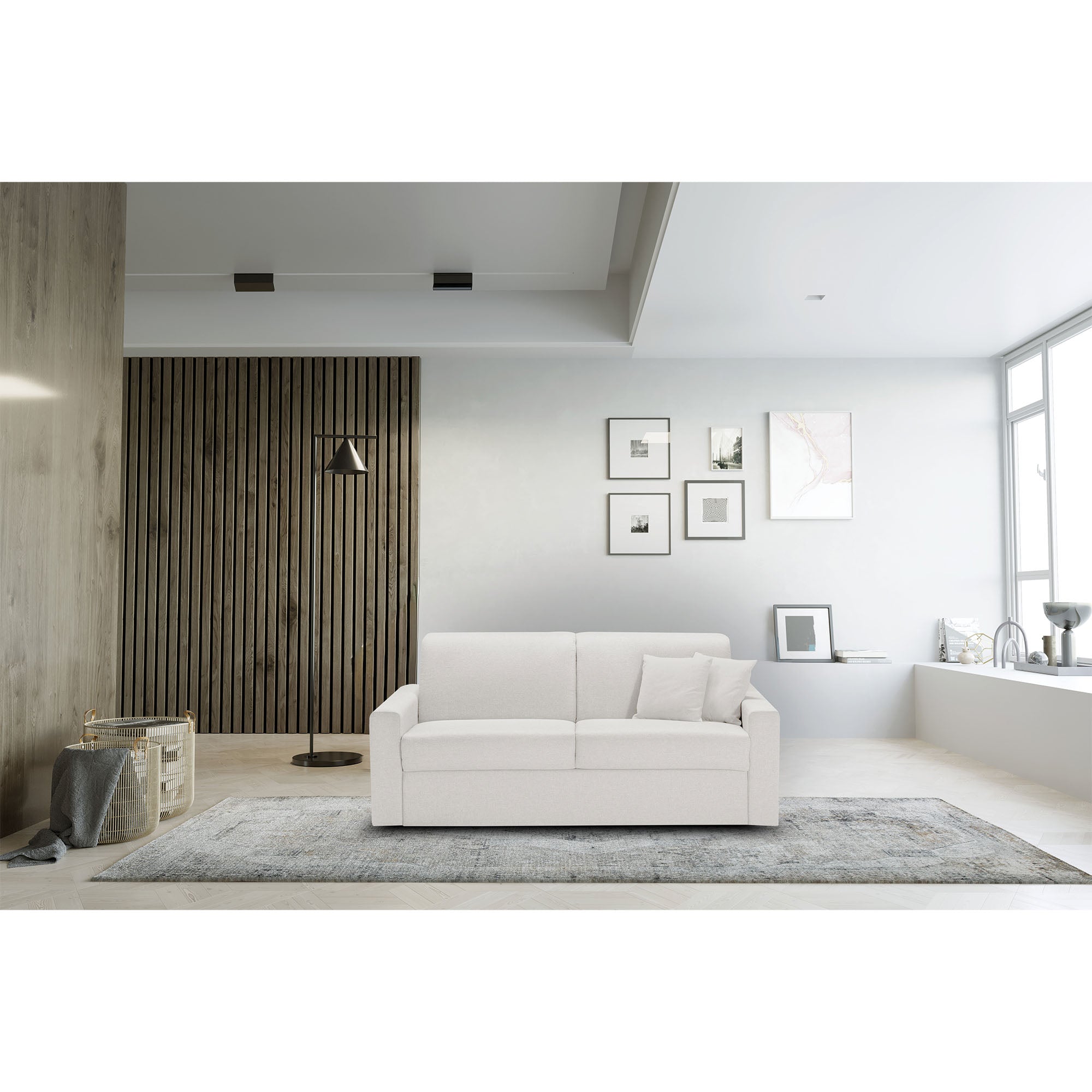 Divano letto Oregon con Materasso, sfoderabile, Made in Italy