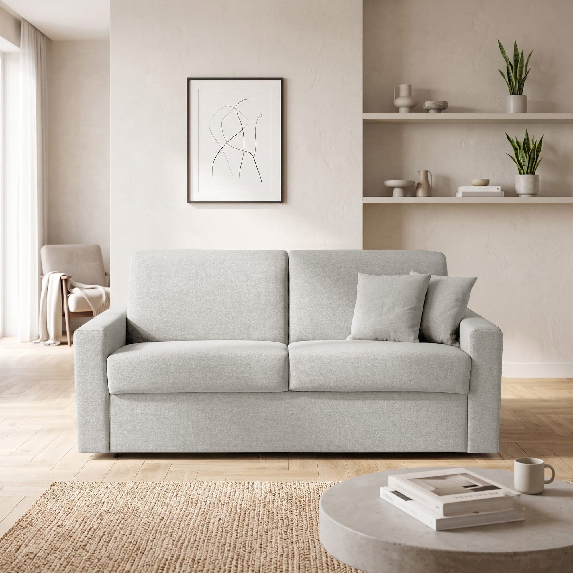 Divano letto Oregon con Materasso 14cm, sfoderabile, Made in Italy