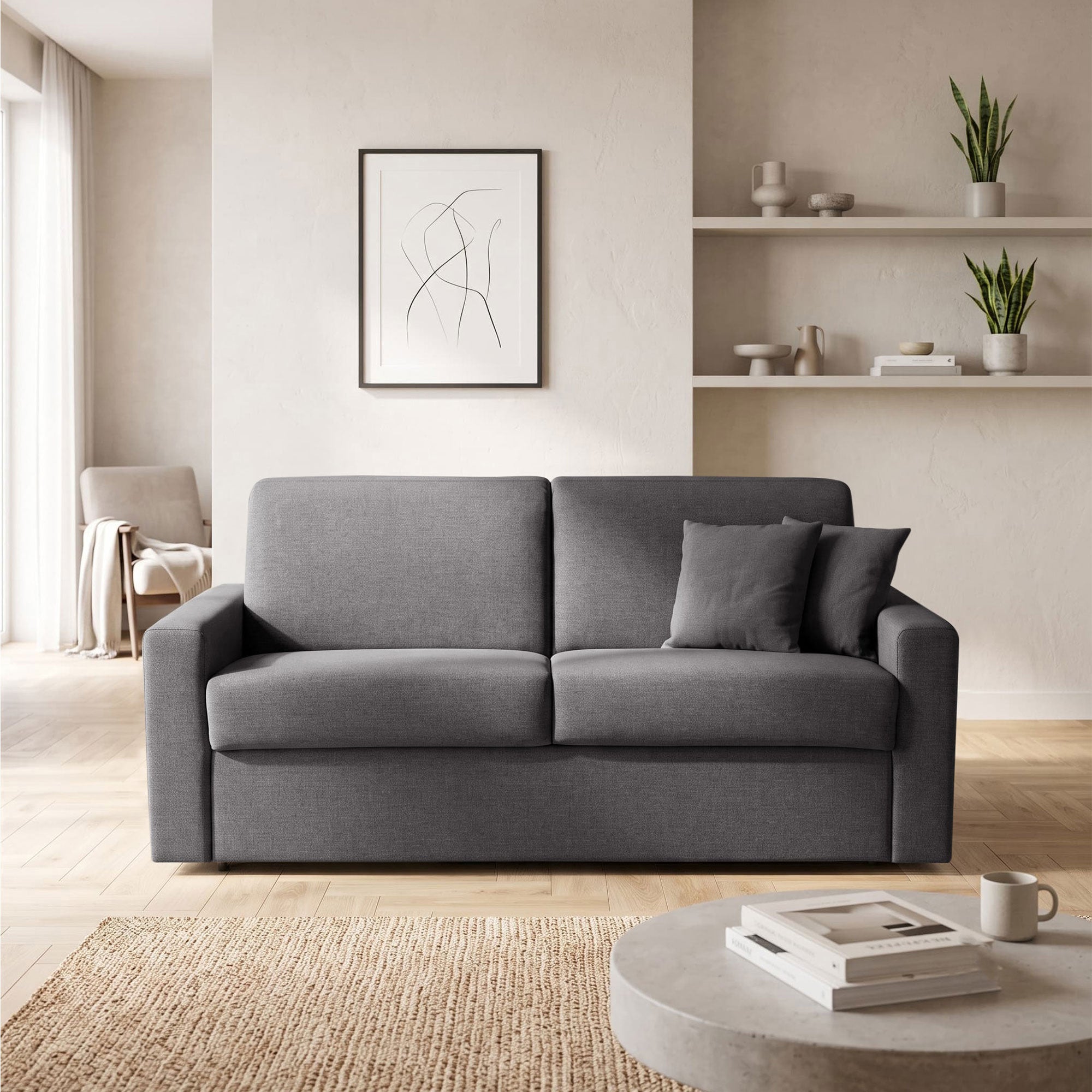 Divano letto Oregon con Materasso 14cm, sfoderabile, Made in Italy
