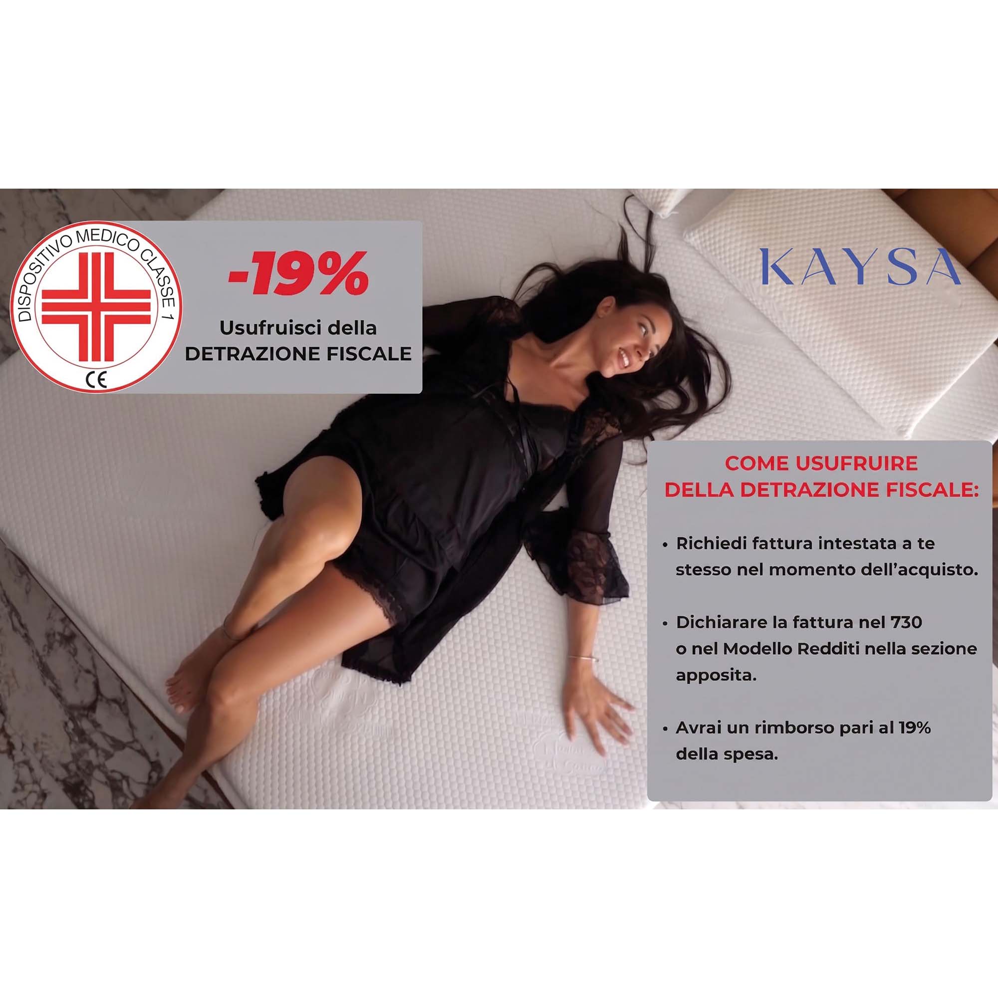 Topper Memory Foam 6cm Alta Densità - 7 Zone Ergonomiche - Made in Italy