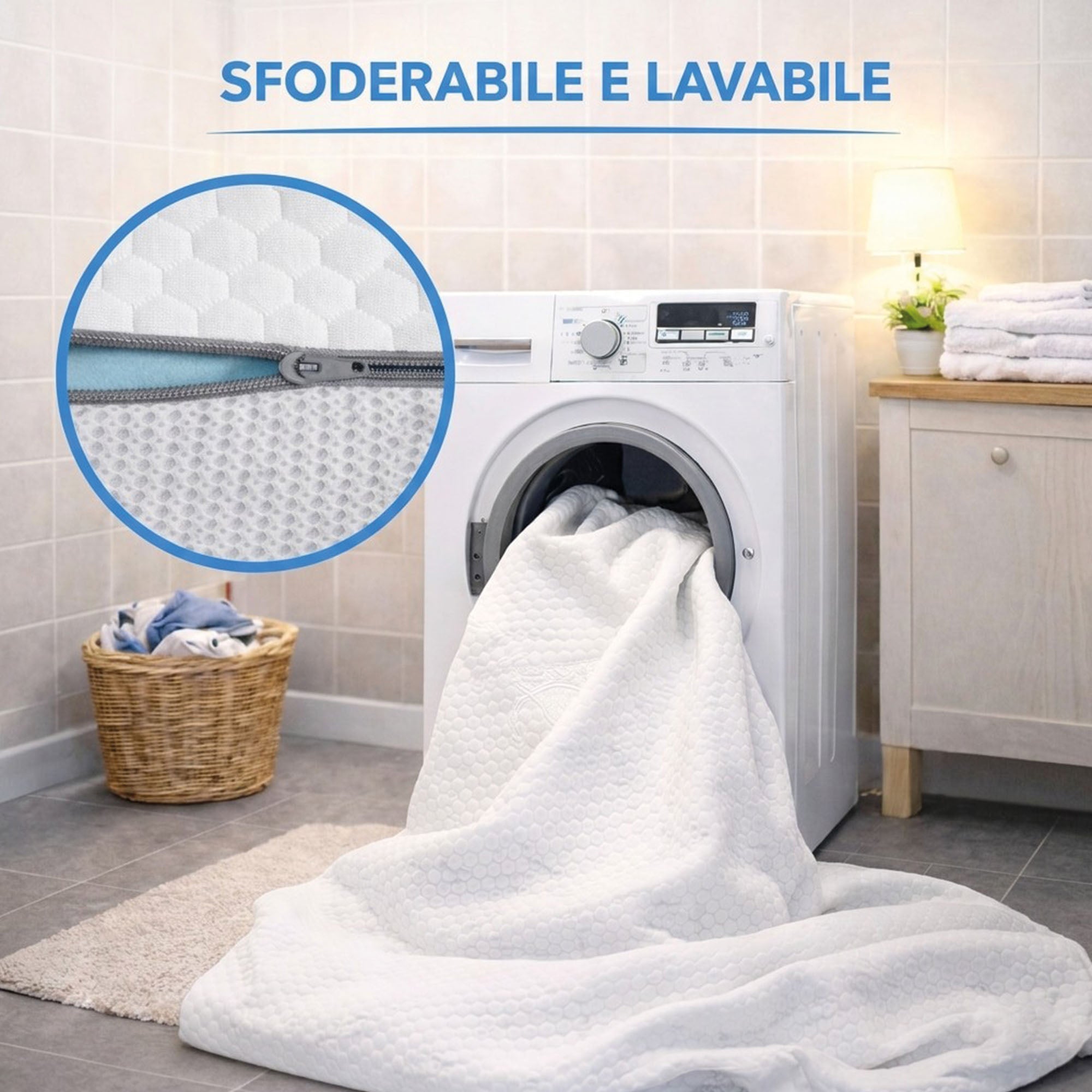 Topper Memory Foam 6cm Alta Densità - 7 Zone Ergonomiche - Made in Italy