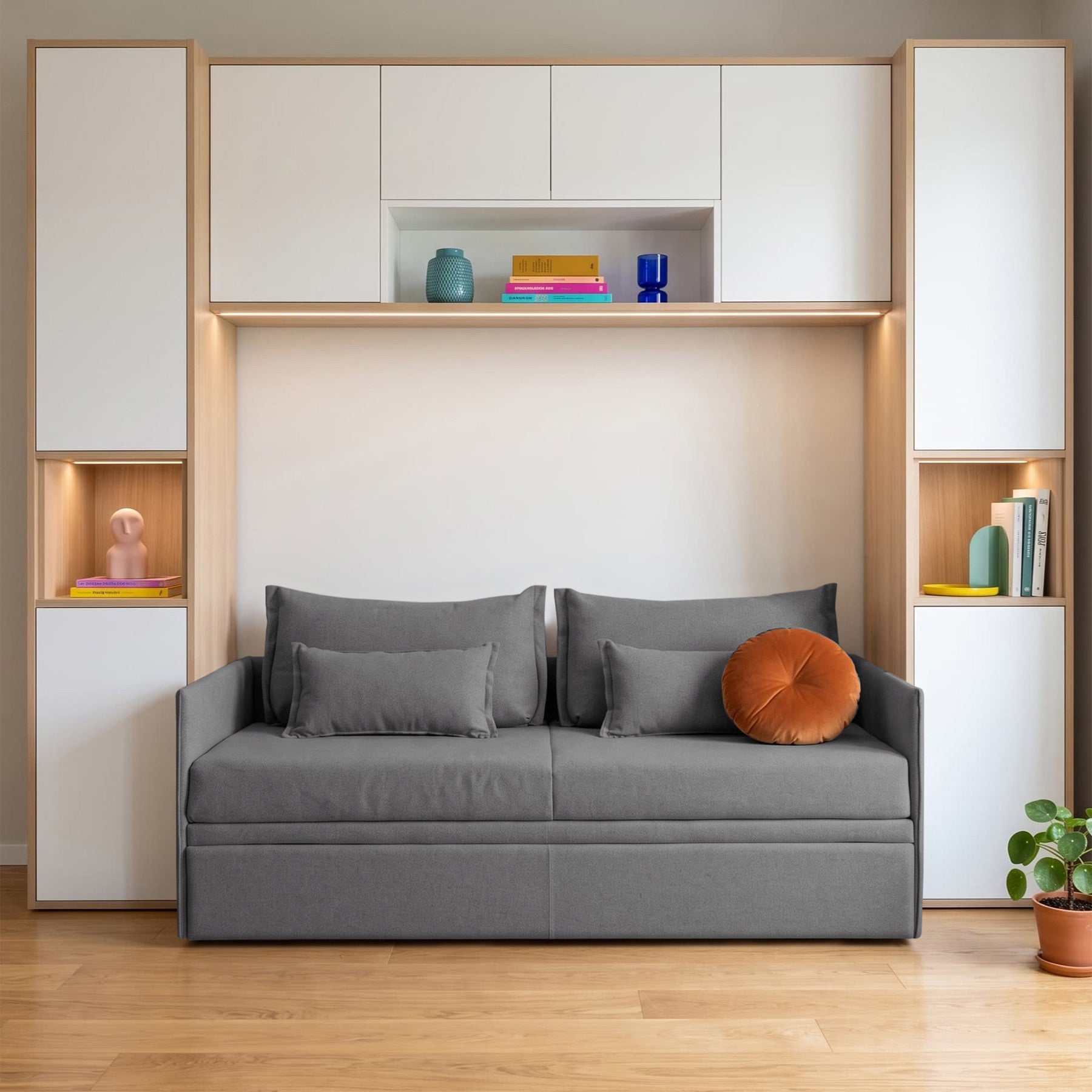 Divano letto Double con 2 Materassi 14cm, sfoderabile, 2 cuscini omaggio, Made in Italy