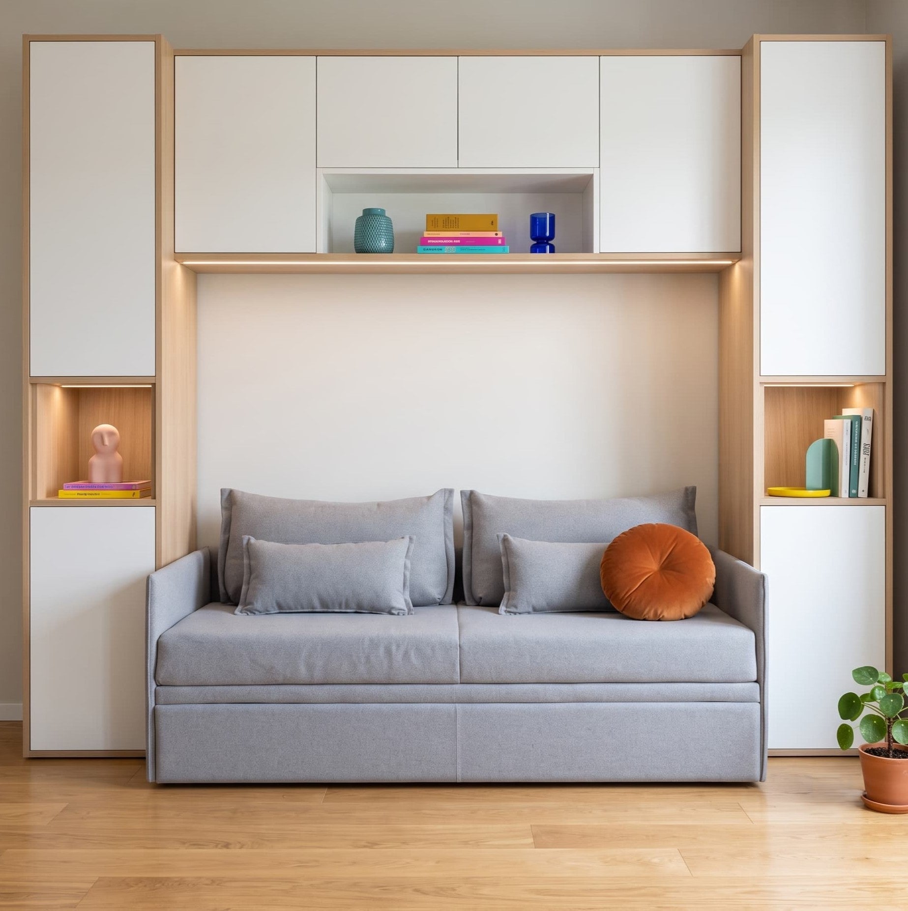 Divano letto Double con 2 Materassi 14cm, sfoderabile, 2 cuscini omaggio, Made in Italy