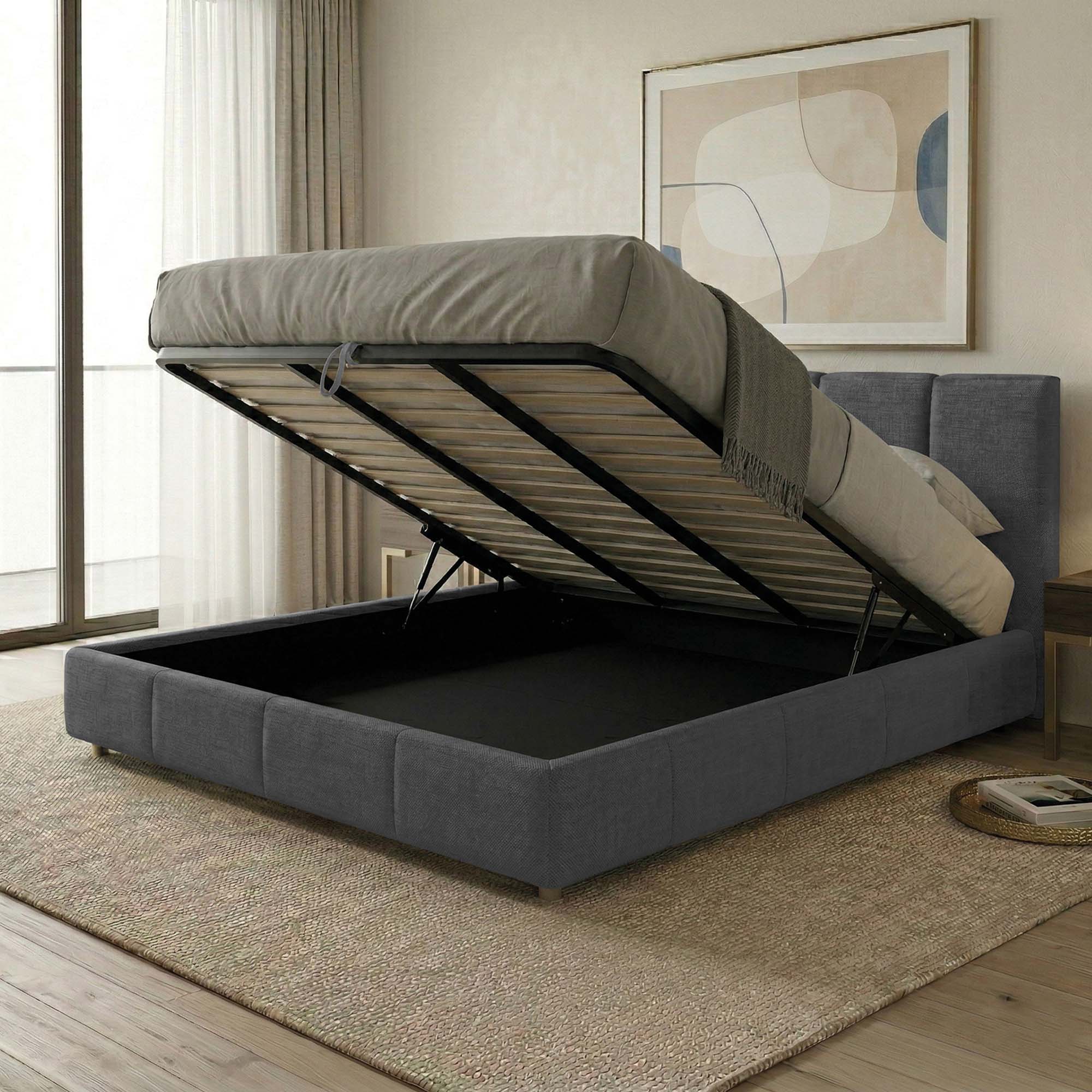 Letto Matrimoniale Contenitore con rete rinforzata e apertura facilitata Alma