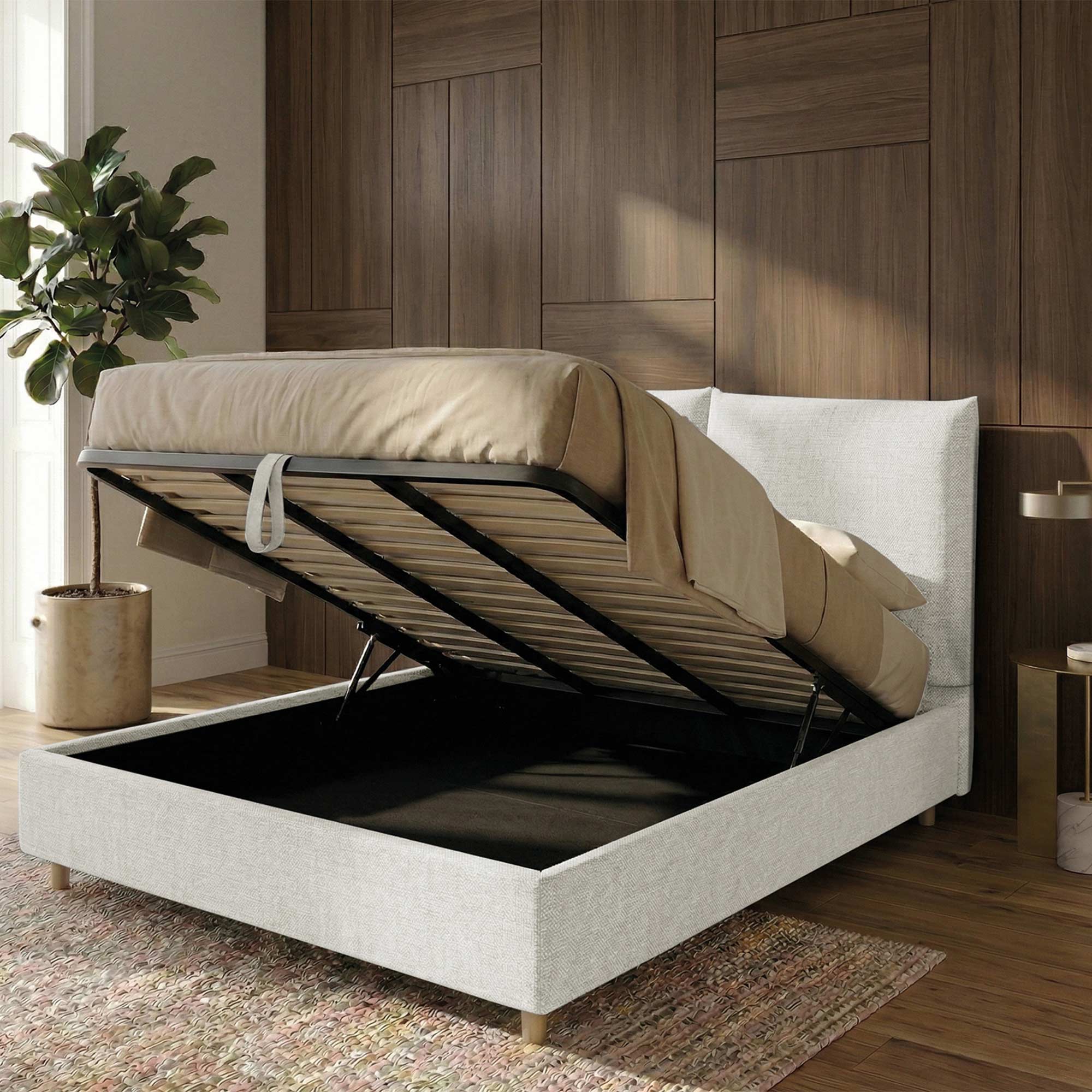 Letto Matrimoniale Contenitore con apertura facilitata e design classico Dune