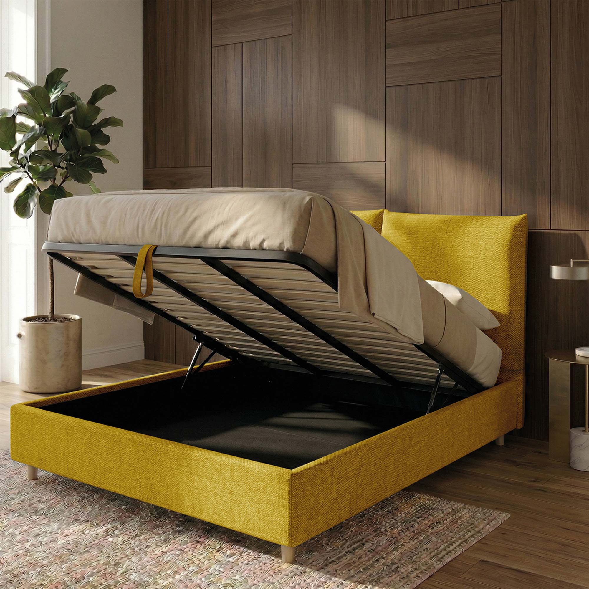 Letto Matrimoniale Contenitore con apertura facilitata e design classico Dune