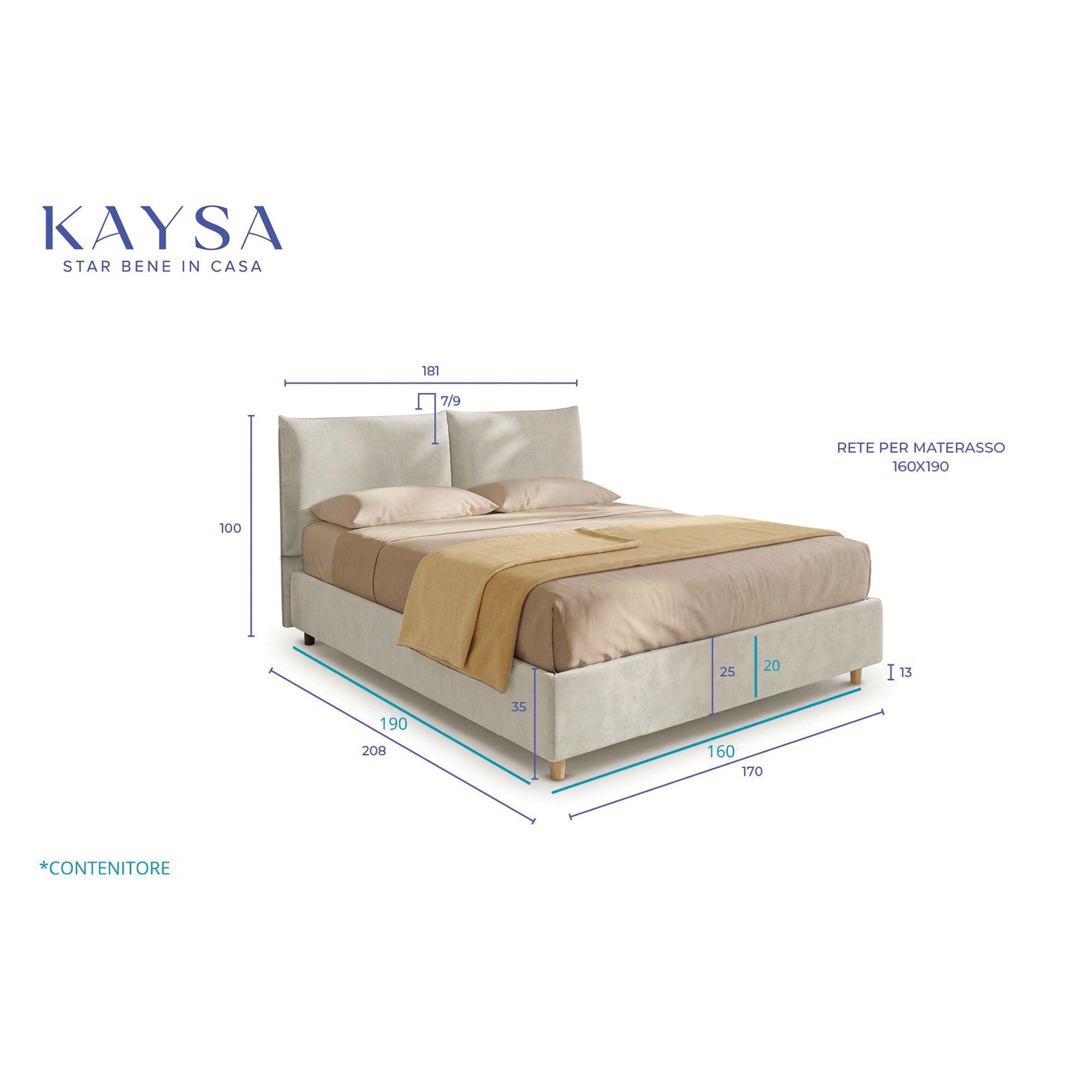 Letto Matrimoniale Contenitore con apertura facilitata e design classico Dune