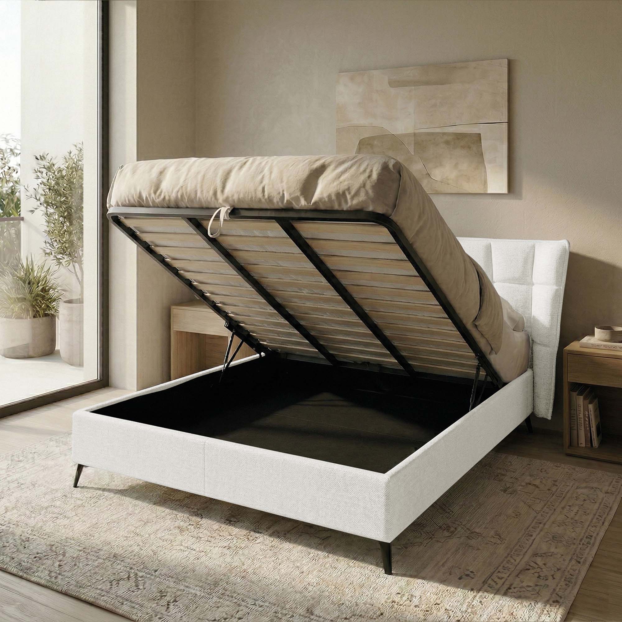 Letto Matrimoniale Contenitore con apertura facilitata e design moderno Nova