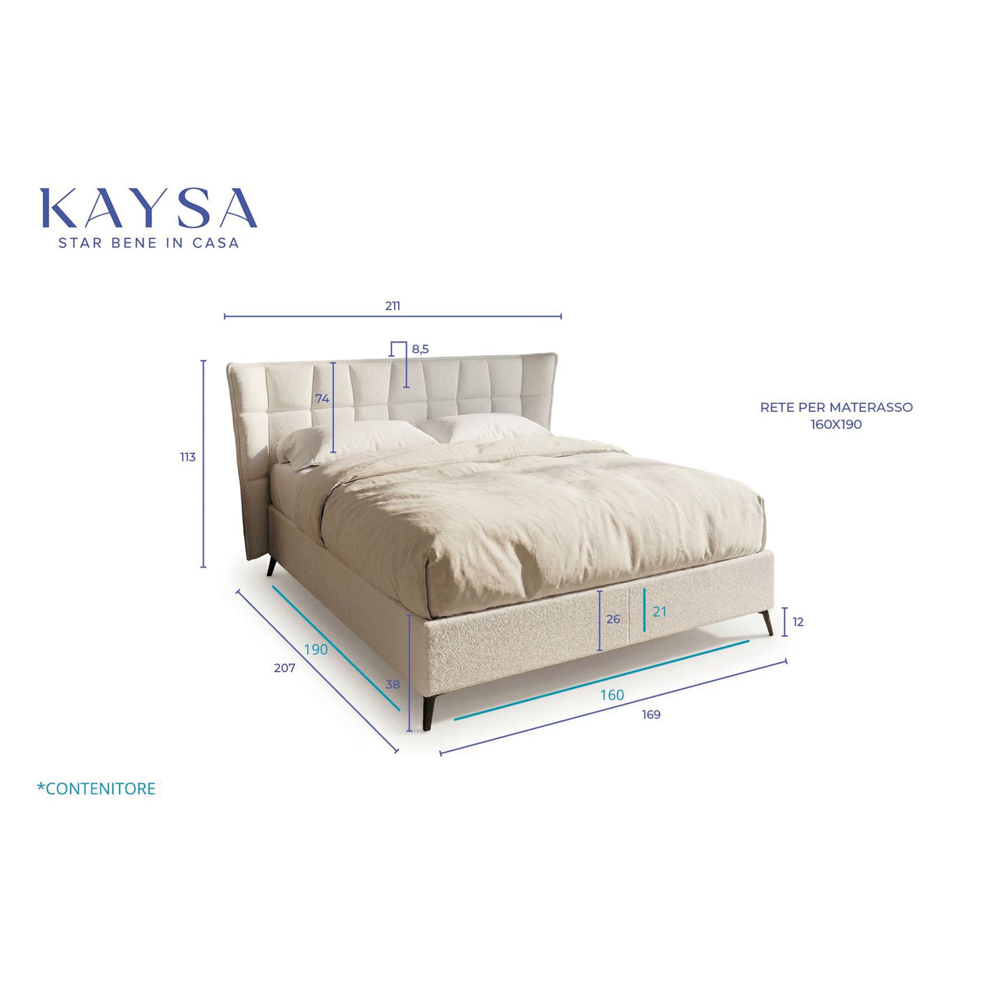 Letto Matrimoniale Contenitore con apertura facilitata e design moderno Nova