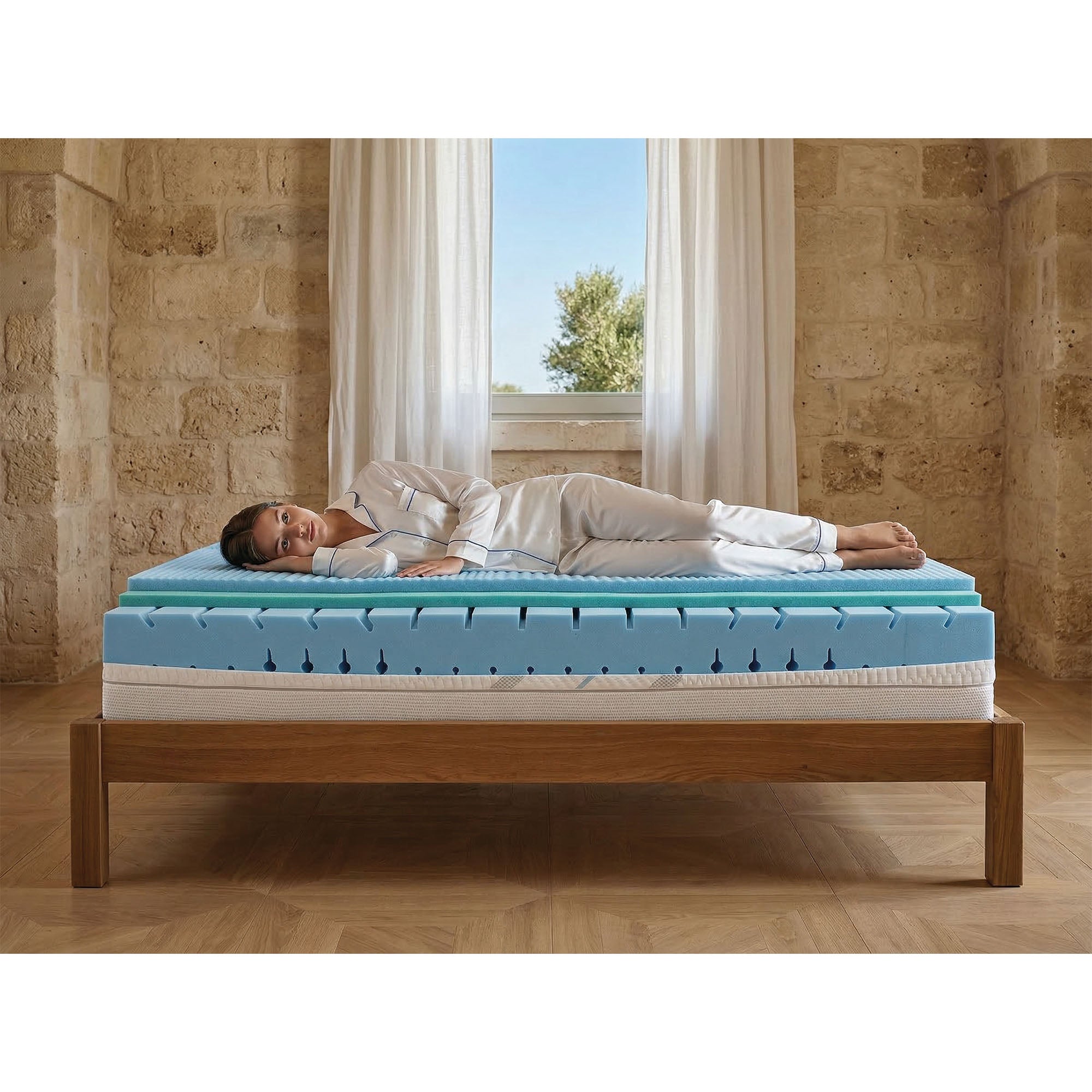 Matelas en Mousse à Mémoire de Forme Respirant (25cm) Technologie Green Air - Kaysa Solar