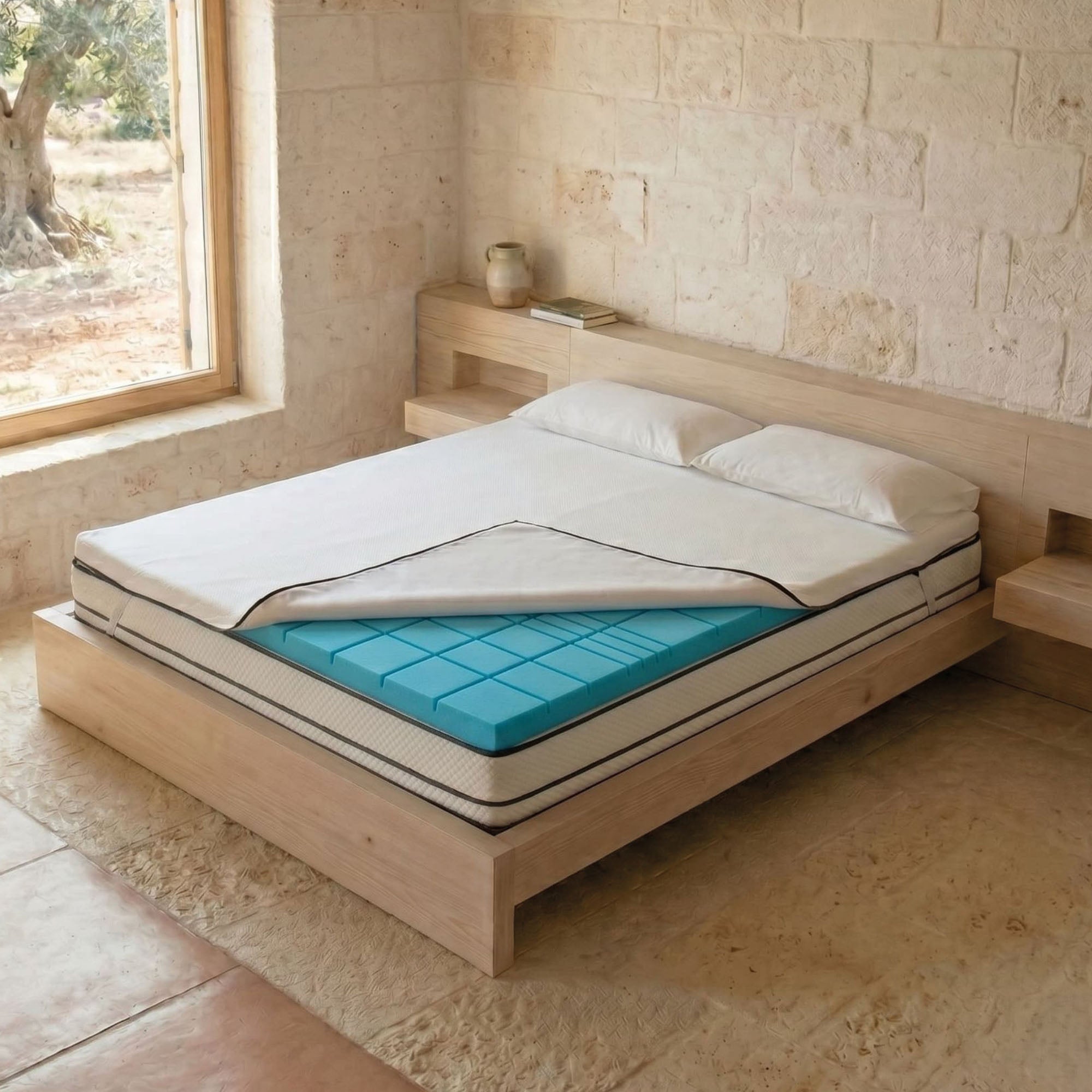 Topper Memory Foam 6cm Alta Densità - 7 Zone Ergonomiche - Made in Italy