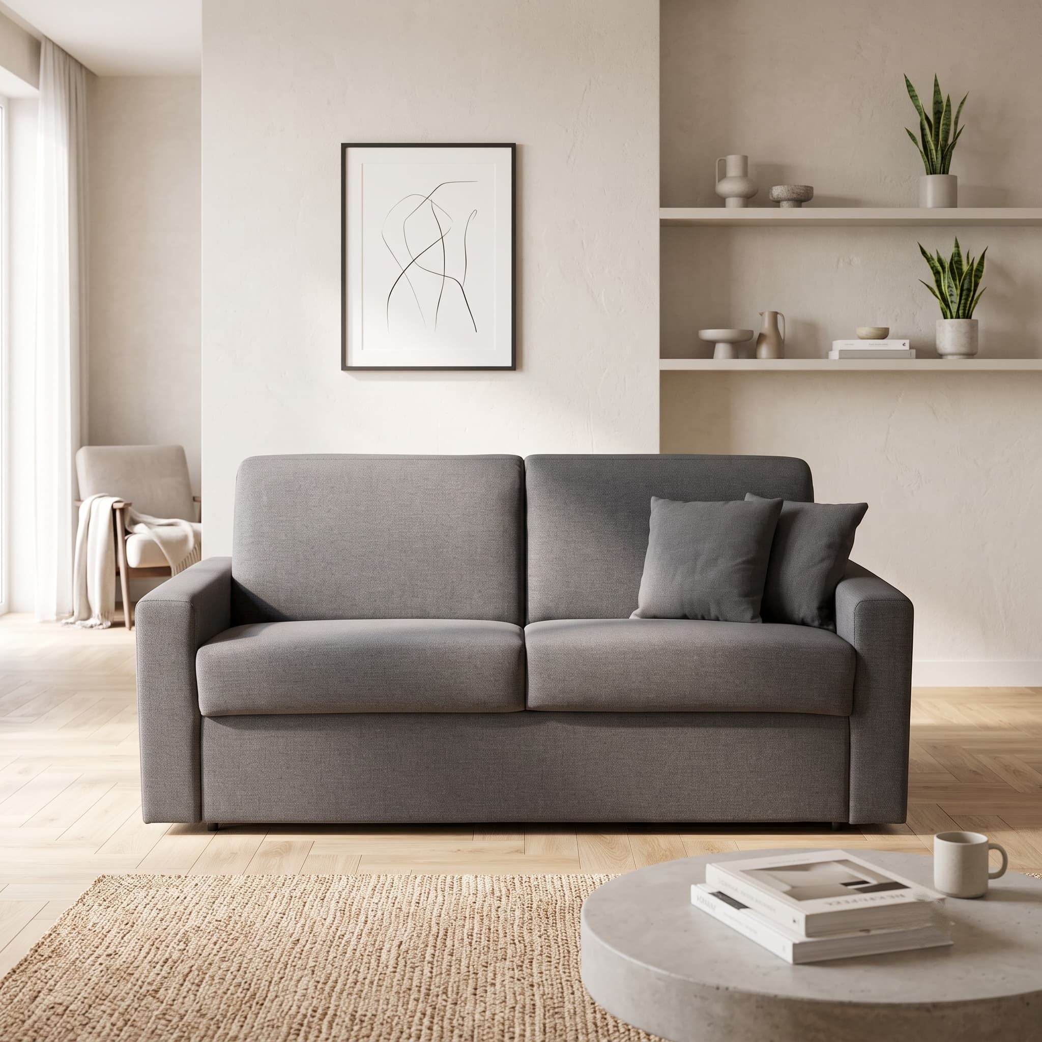 Divano letto Oregon con Materasso 14cm, sfoderabile, Made in Italy
