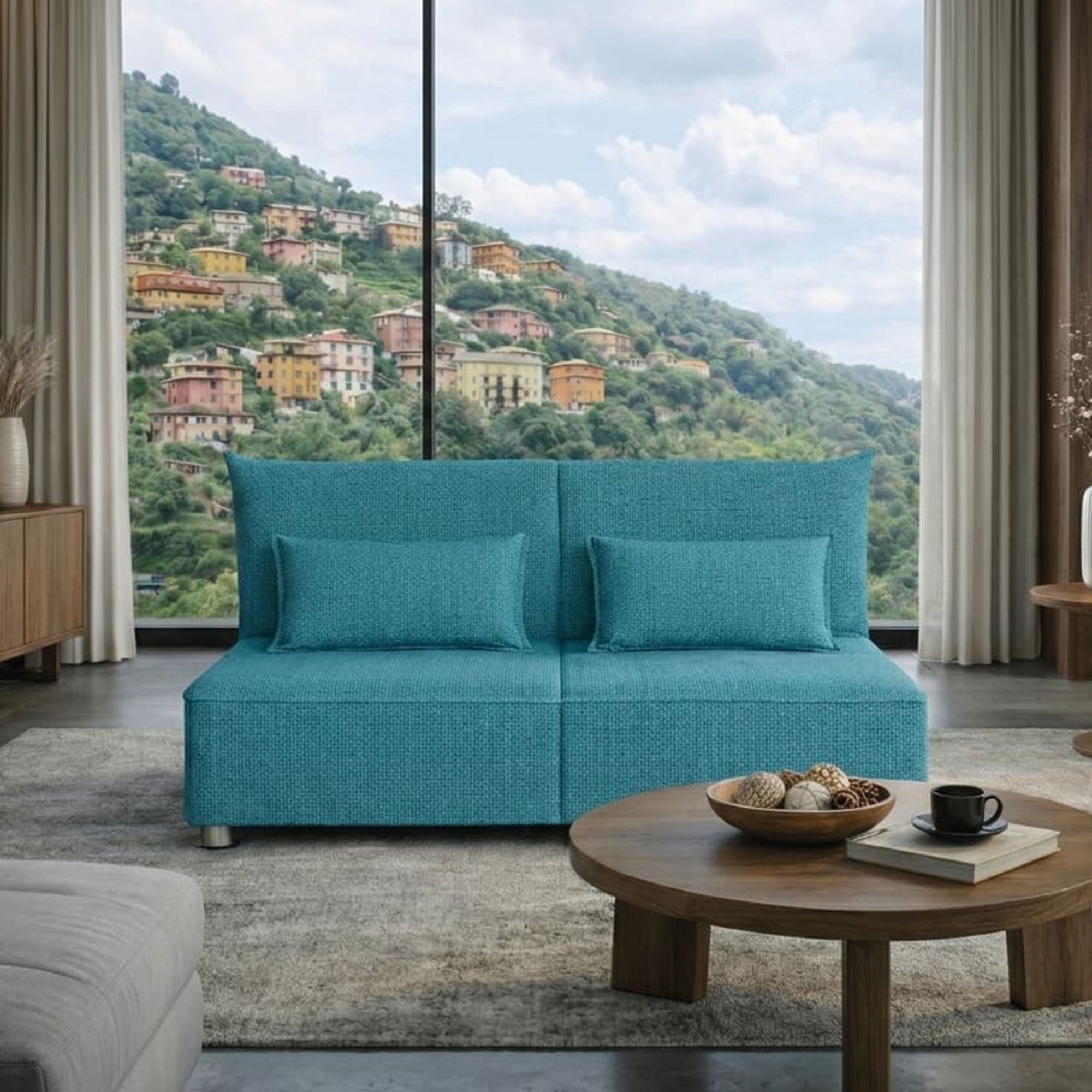 Divano letto Levante con Materasso 11cm, sfoderabile, 2 cuscini omaggio, Made in Italy