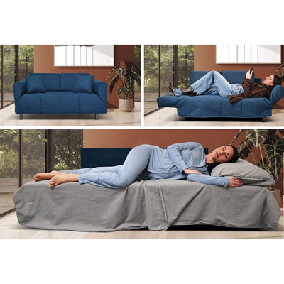 Divano Letto Levis con Materasso 10cm, sfoderabile, 2 cuscini omaggio, Made in Italy