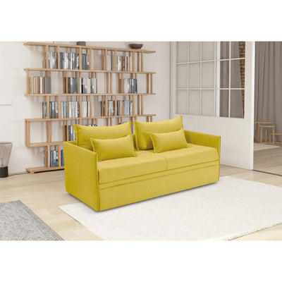 Canapé-lit Double avec matelas 14cm, déhoussable, 2 coussins offerts, Fabriqué en Italie