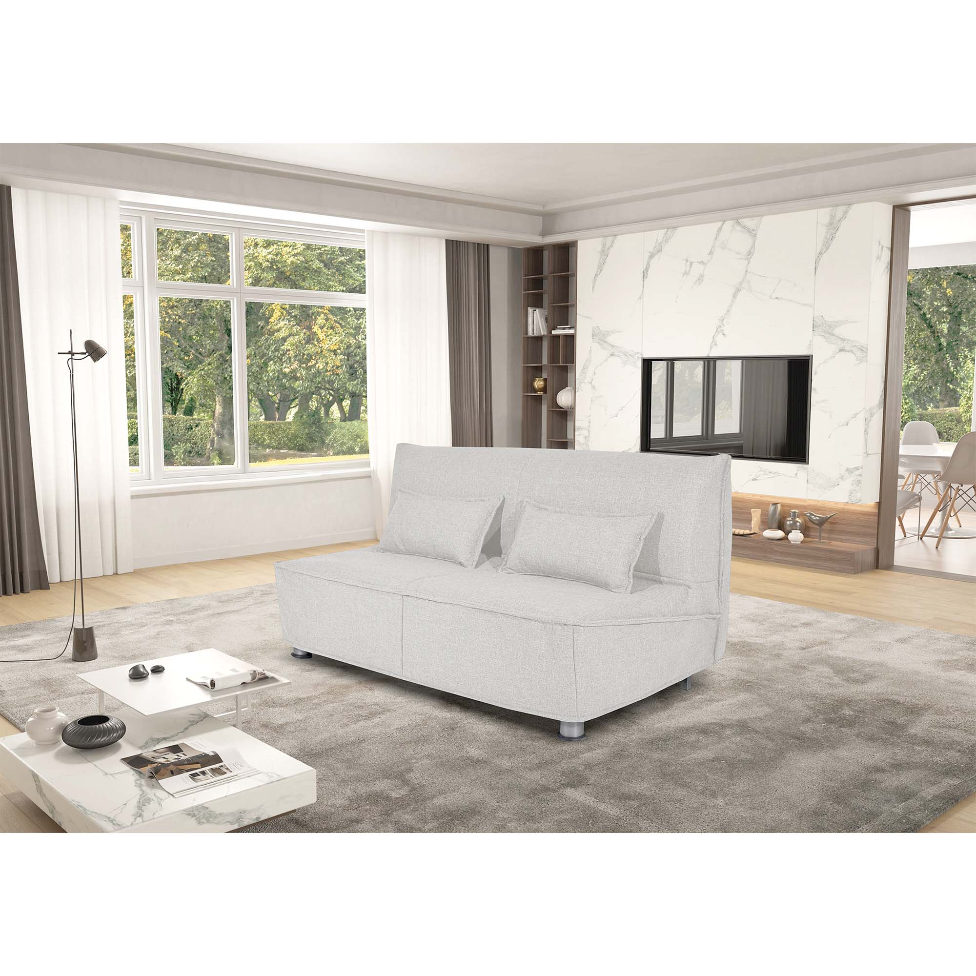 Divano letto Levante con Materasso, sfoderabile, 2 cuscini omaggio, Made in Italy