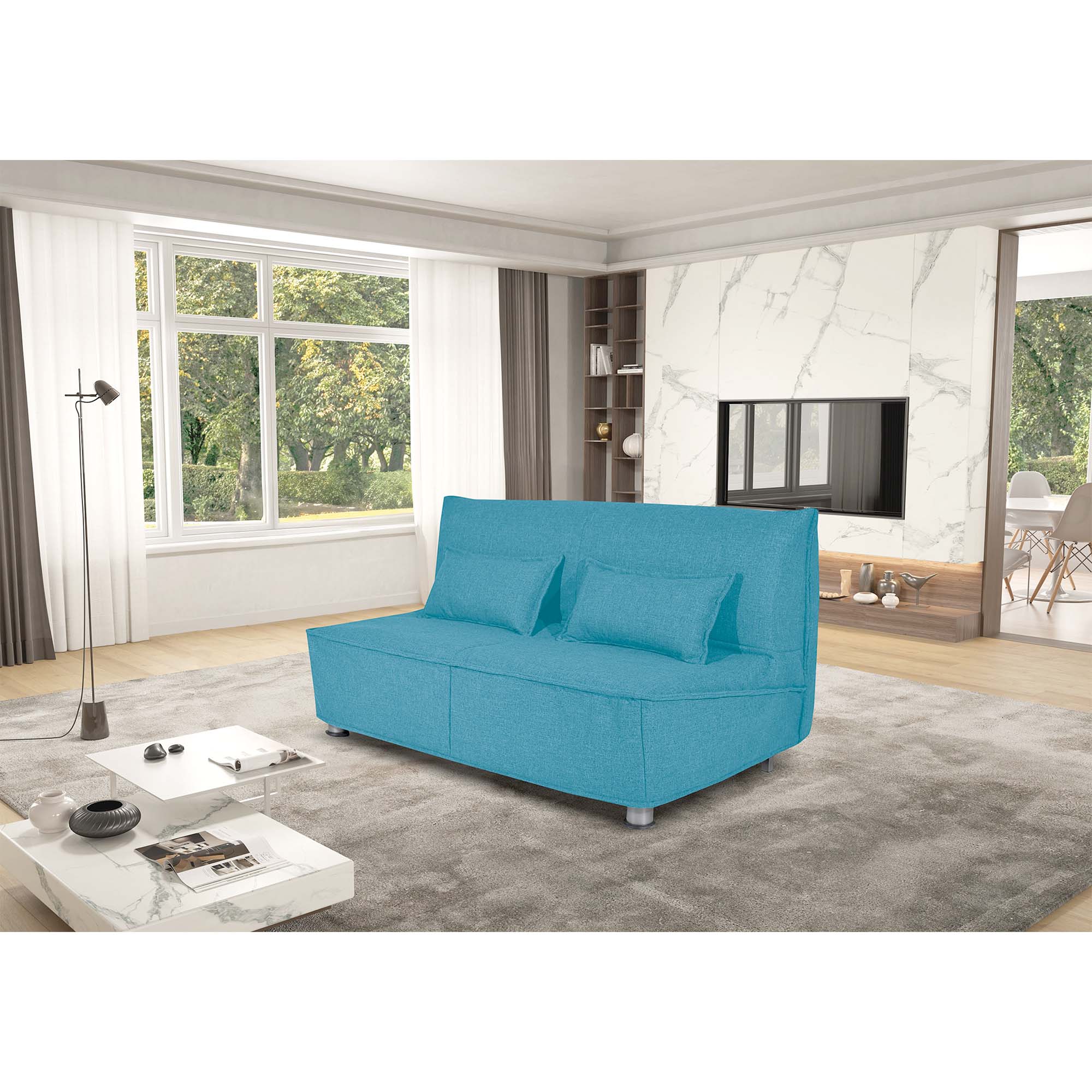 Divano letto Levante con Materasso, sfoderabile, 2 cuscini omaggio, Made in Italy