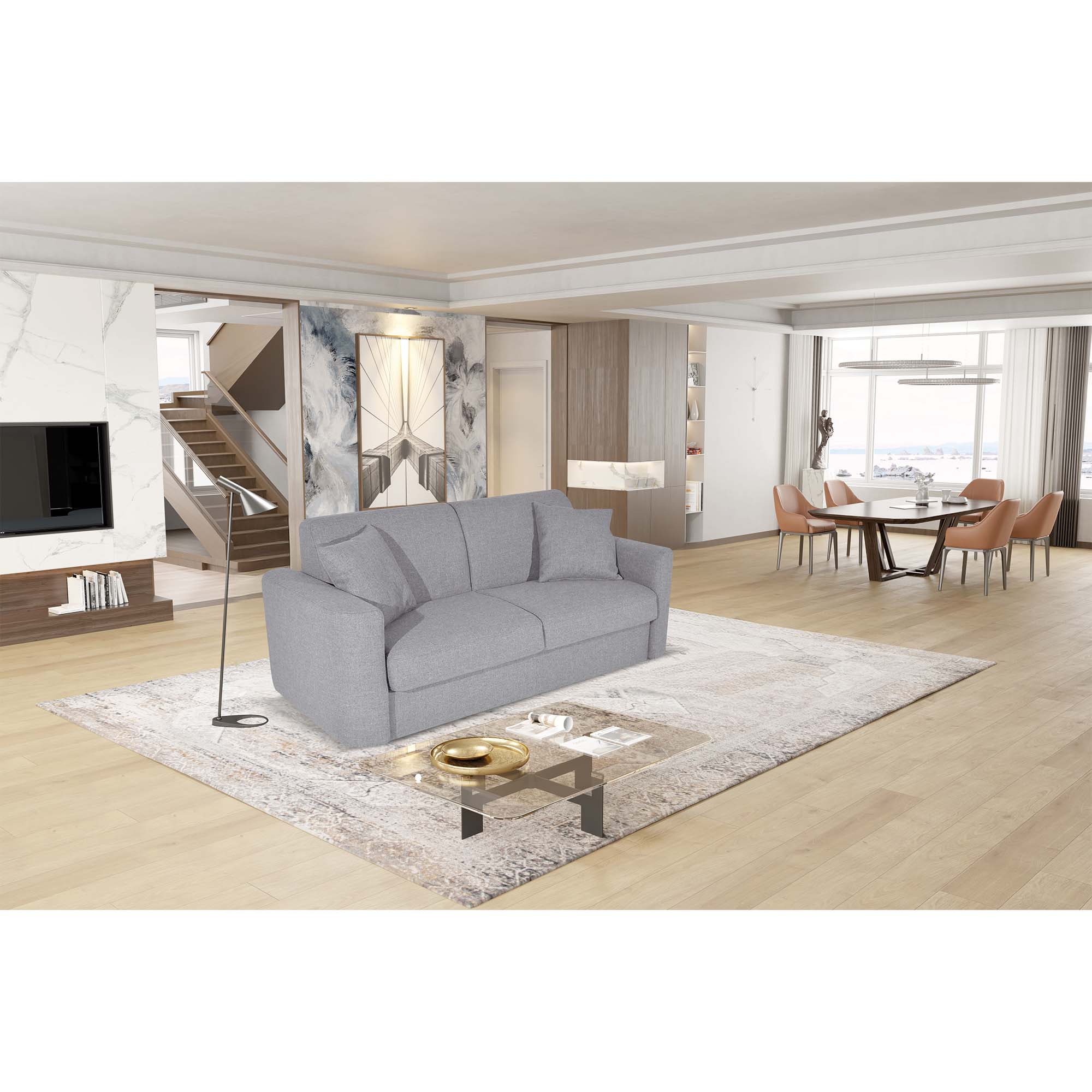 Divano letto Nereo con Materasso, sfoderabile, Made in Italy