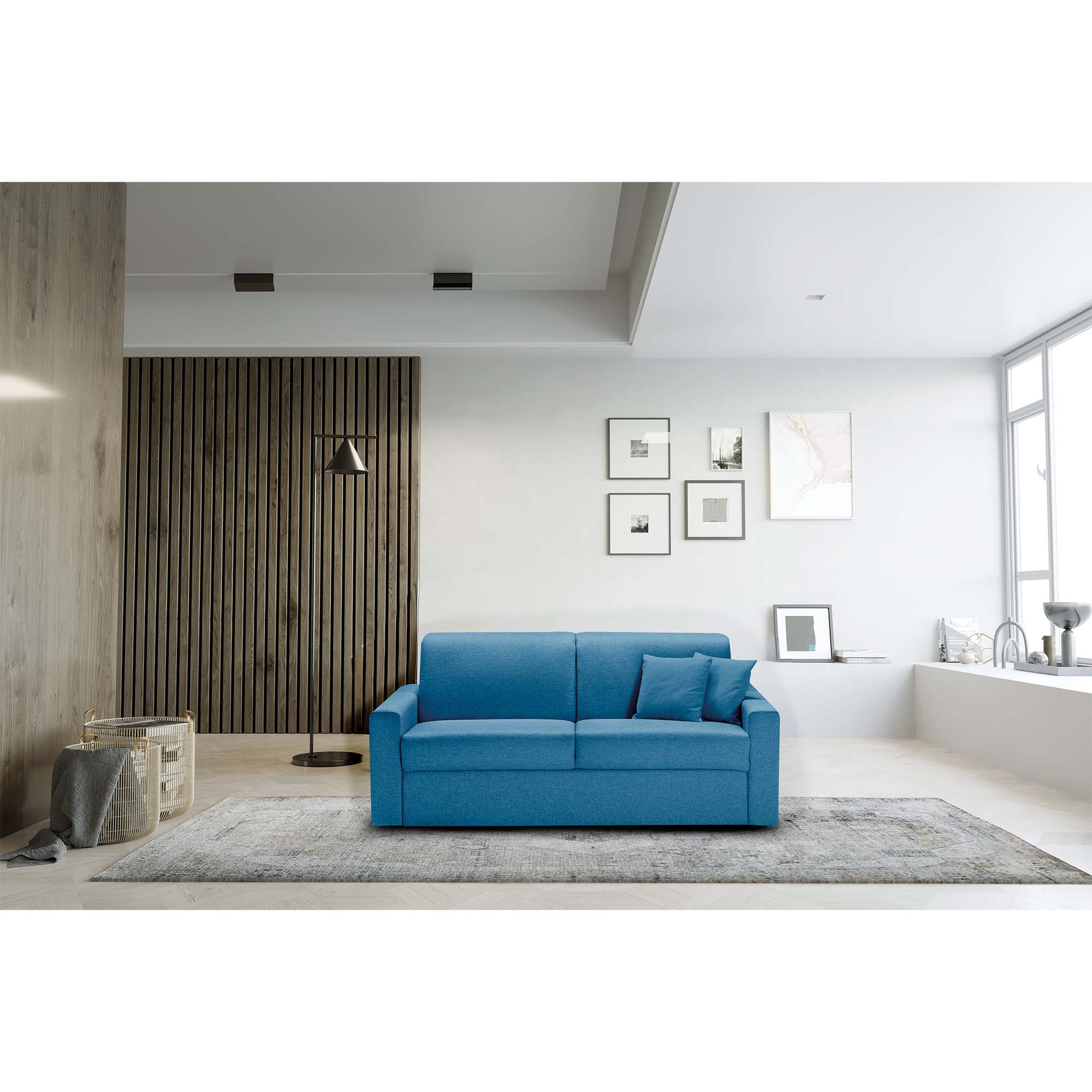 Divano letto Oregon con Materasso 14cm, sfoderabile, Made in Italy
