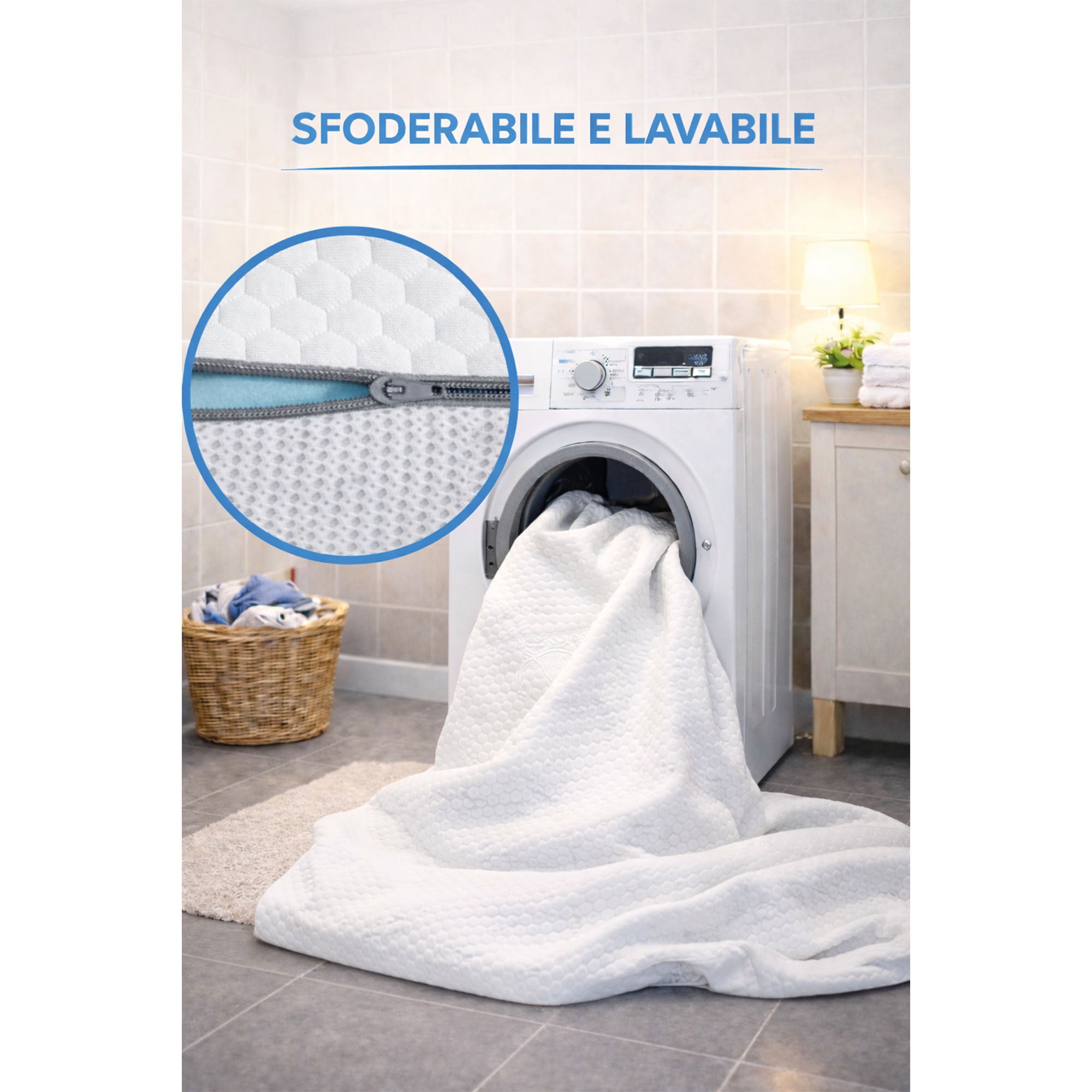 Topper Memory Foam 6cm Alta Densità - 7 Zone Ergonomiche - Made in Italy