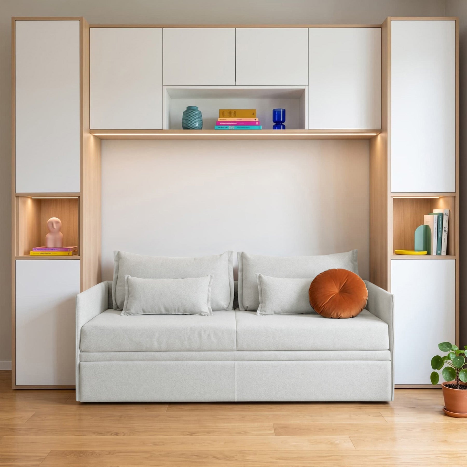 Divano letto Double con 2 Materassi 14cm, sfoderabile, 2 cuscini omaggio, Made in Italy