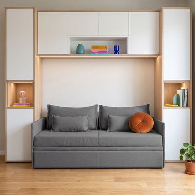 Divano letto Double con 2 Materassi 14cm, sfoderabile, 2 cuscini omaggio, Made in Italy