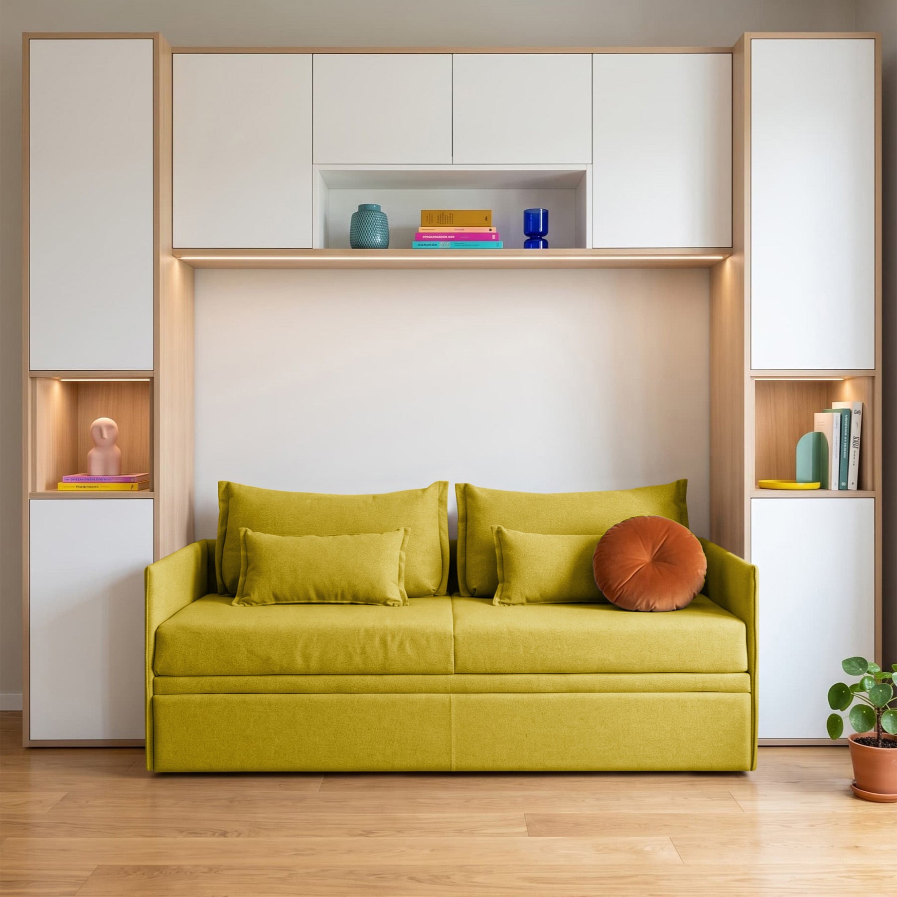Divano letto Double con 2 Materassi 14cm, sfoderabile, 2 cuscini omaggio, Made in Italy