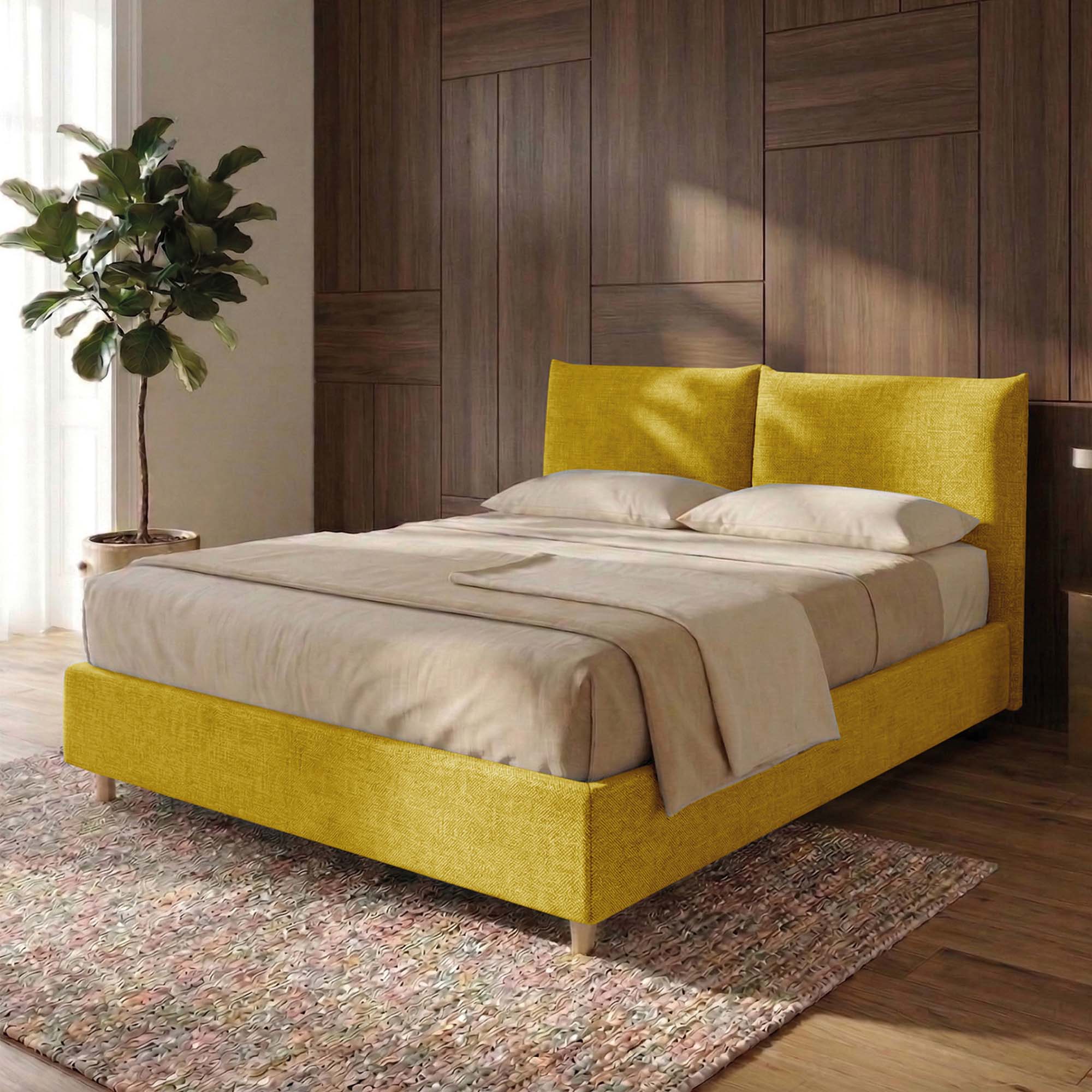 Letto Matrimoniale Contenitore con apertura facilitata e design classico Dune