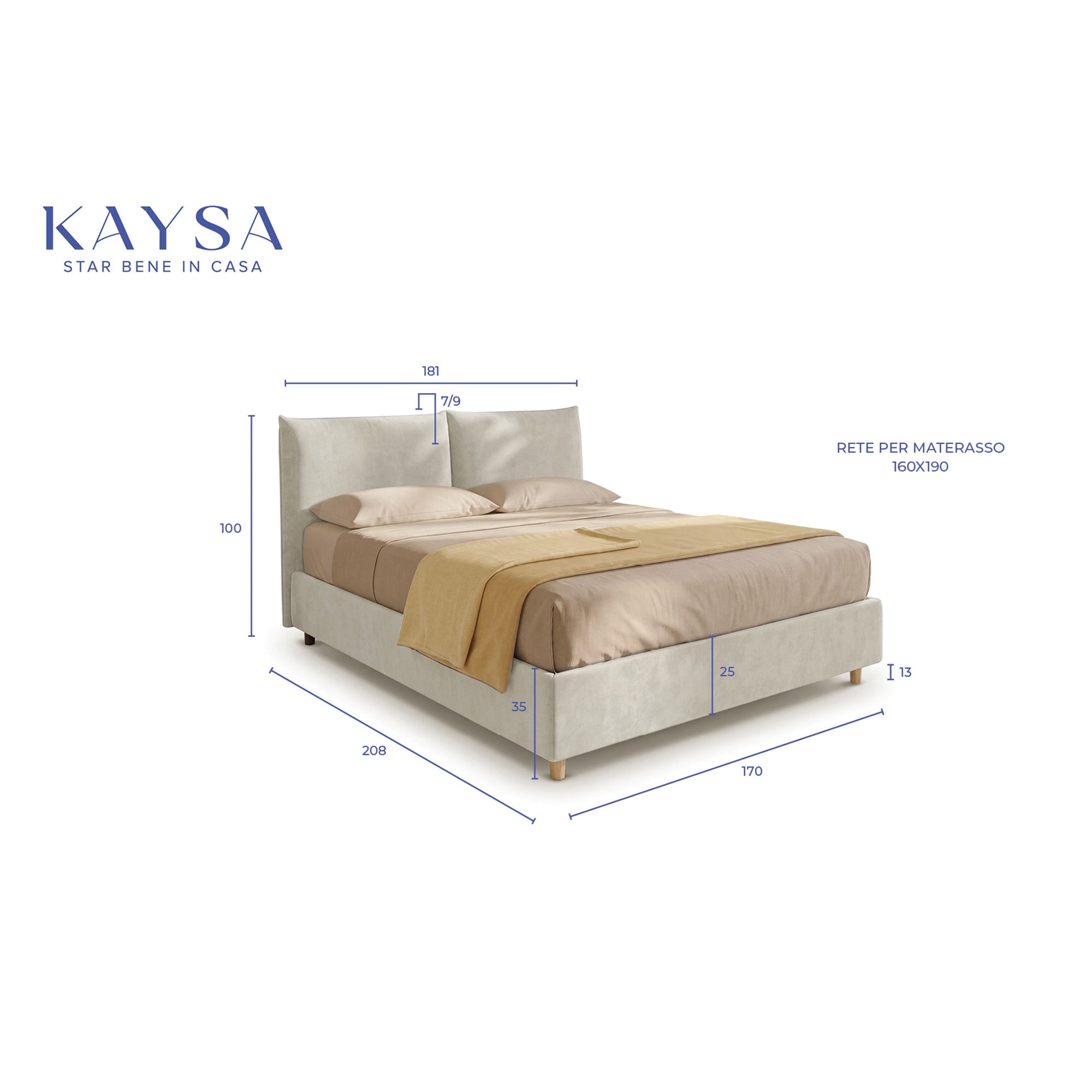 Letto Matrimoniale Contenitore con apertura facilitata e design classico Dune