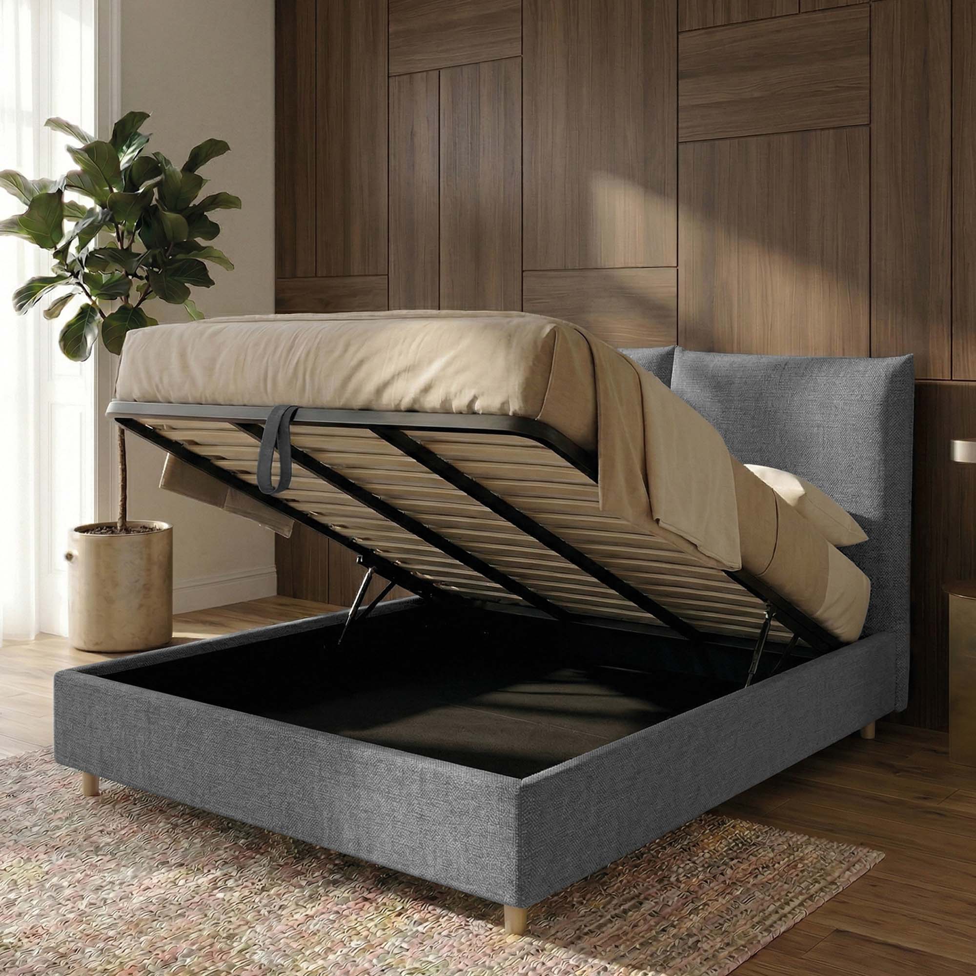Letto Matrimoniale Contenitore con apertura facilitata e design classico Dune