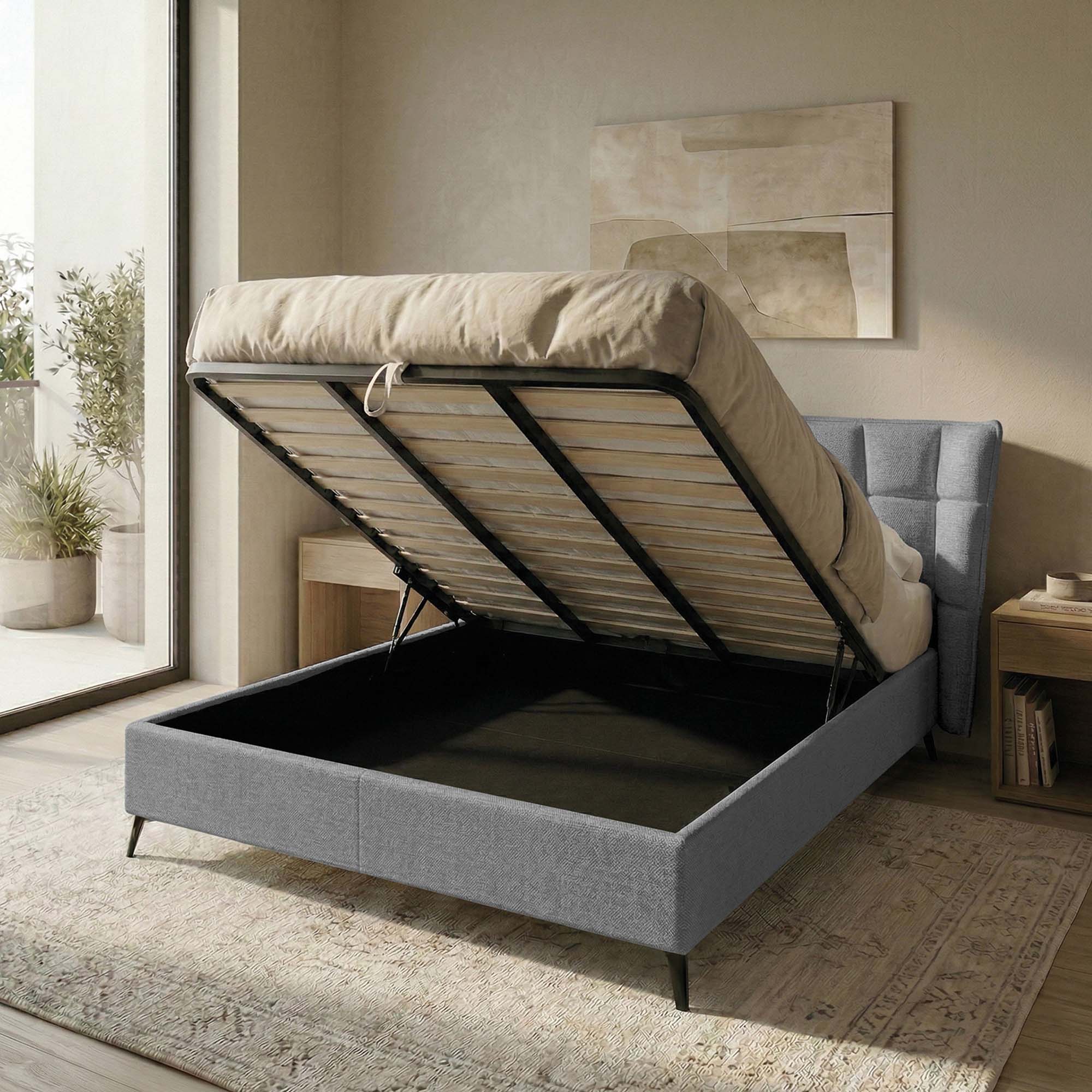 Letto Matrimoniale Contenitore con apertura facilitata e design moderno Nova