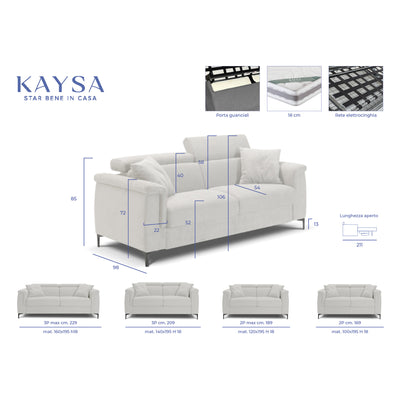 Canapé-lit John avec matelas 18cm, déhoussable, fabriqué en Italie