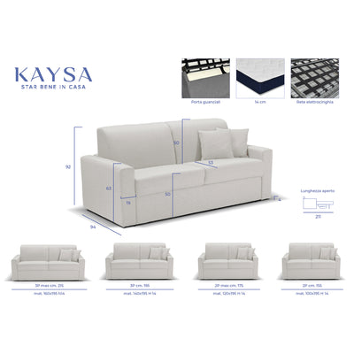 Canapé convertible Oregon avec matelas de 14 cm, déhoussable, fabriqué en Italie