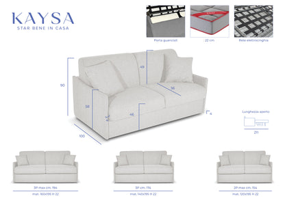 Divano letto Dalila con Materasso, sfoderabile, Made in Italy