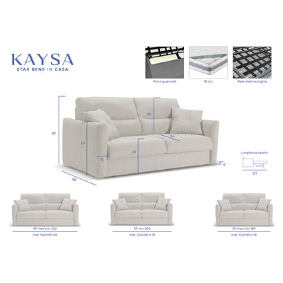 Divano Letto Lucy 3 Posti con Materasso 18 cm Made in Italy