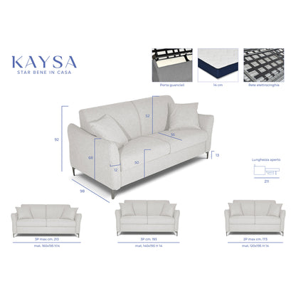 Divano letto Erisea con Materasso, sfoderabile, Made in Italy